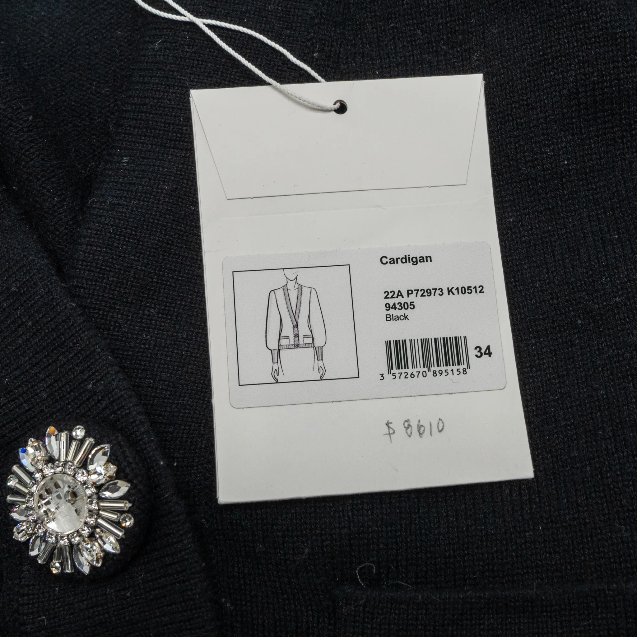 Chanel Size 34 22A Cardigan Cashmere Black - Image 9