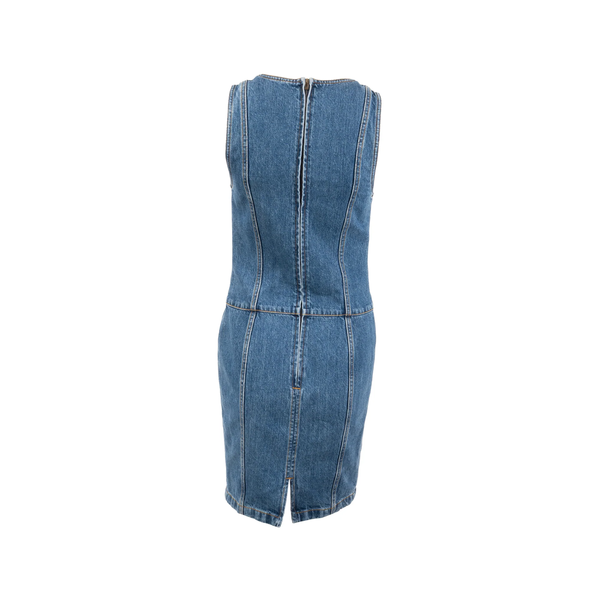 Chanel Size 34 22K Detailed Button Denim Dress Cotton Blue - Image 3