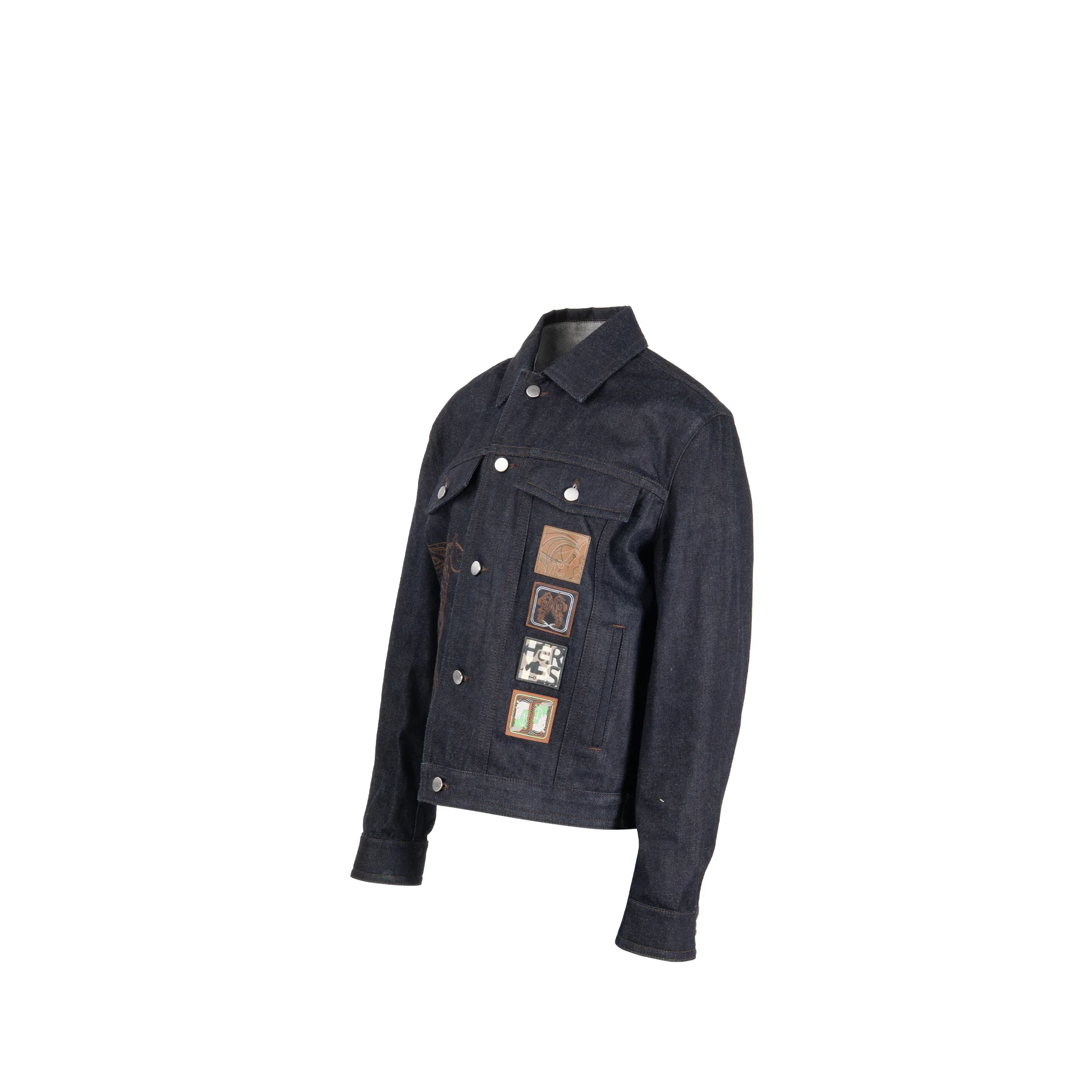 Hermes Size 50 Blouson Icones AU Carre Denim Jacket Cotton Indigo SHW - Image 3