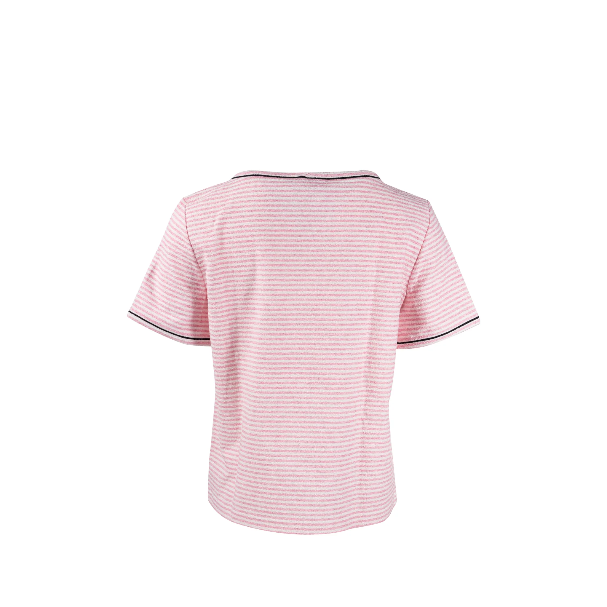 Chanel Size 36 19C LA PAUSA Striped Terrycl T-shirt Cotton/Polyamide/Elastane Pink/White - Image 3