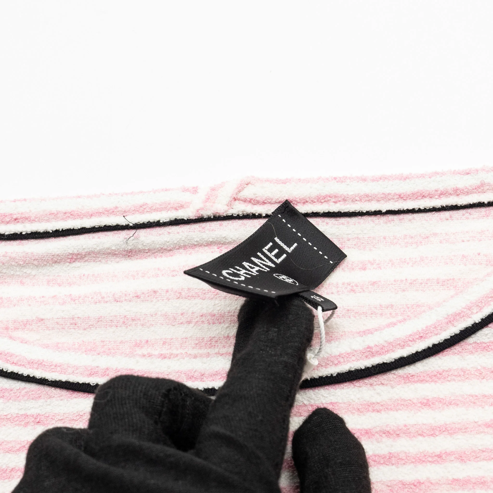 Chanel Size 36 19C LA PAUSA Striped Terrycl T-shirt Cotton/Polyamide/Elastane Pink/White - Image 7