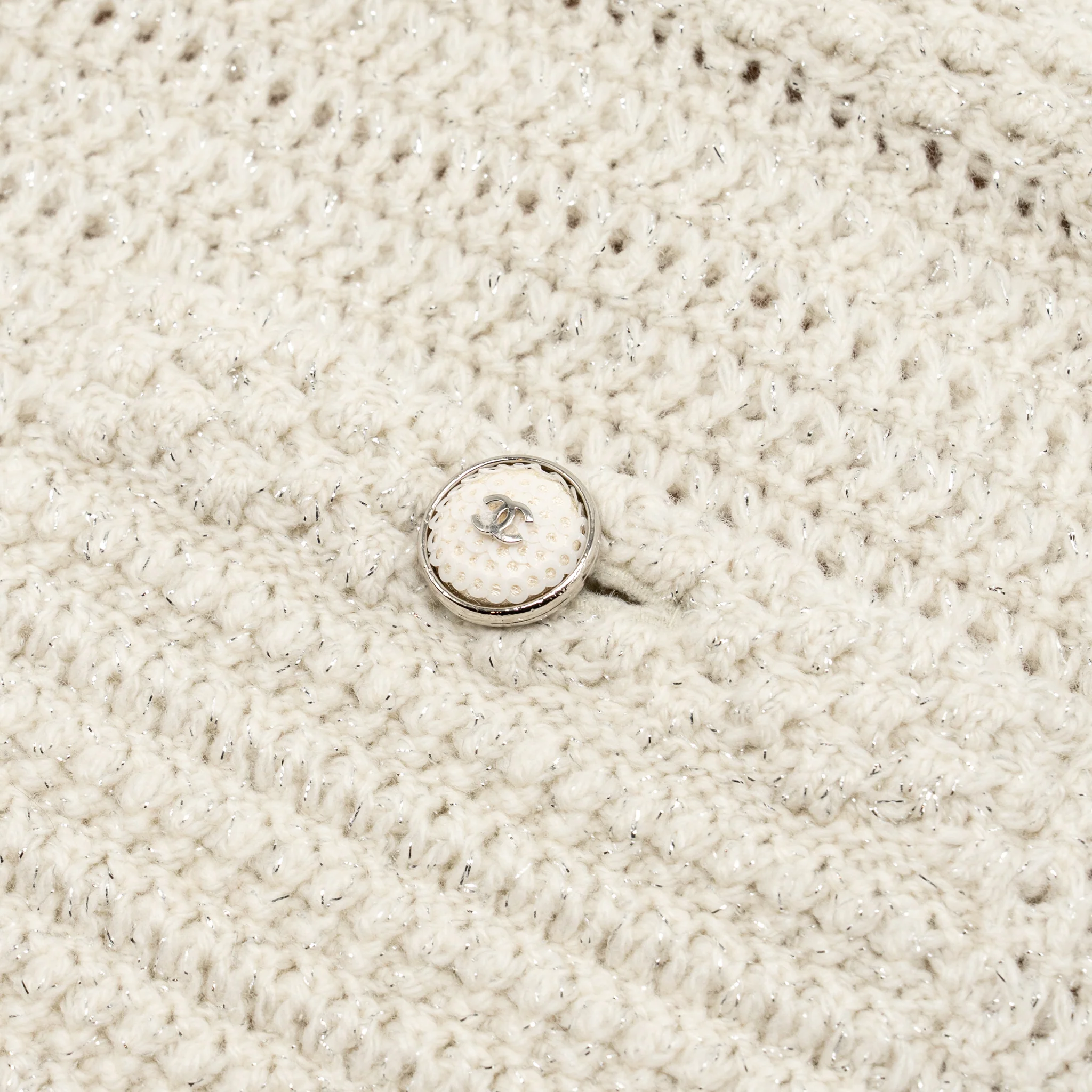 Chanel Size 36 21B Knit Sleeveless Mini Dress Wool Ecru / Silver - Image 4