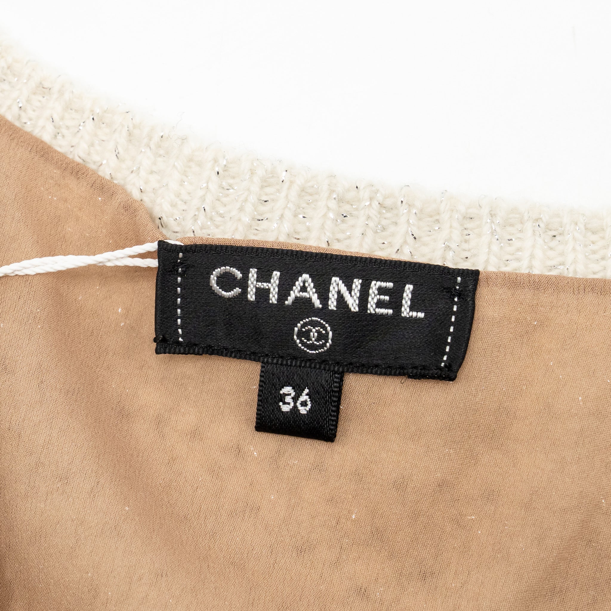 Chanel Size 36 21B Knit Sleeveless Mini Dress Wool Ecru / Silver - Image 6