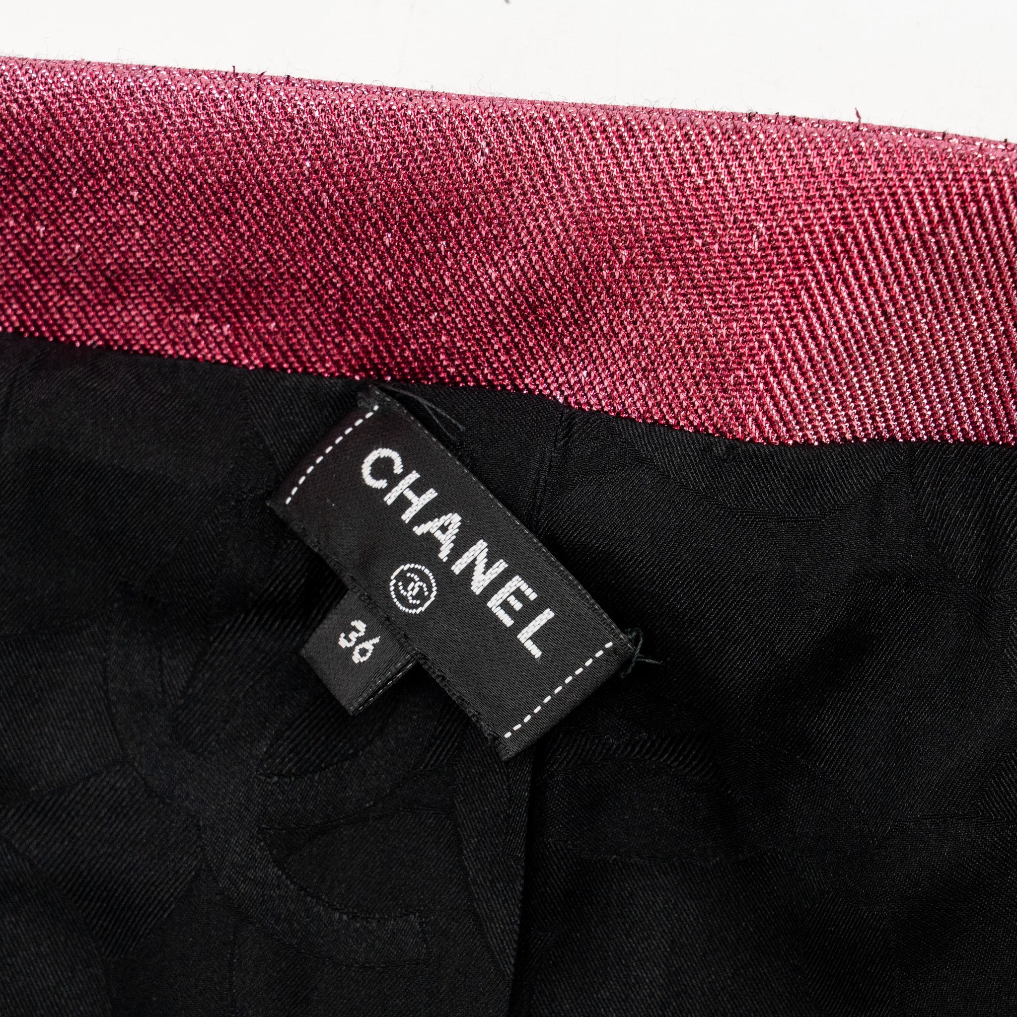 Chanel Size 36 22K CC Button Top Wool/Polyamide Metallic Navy Blue/Pink - Image 5