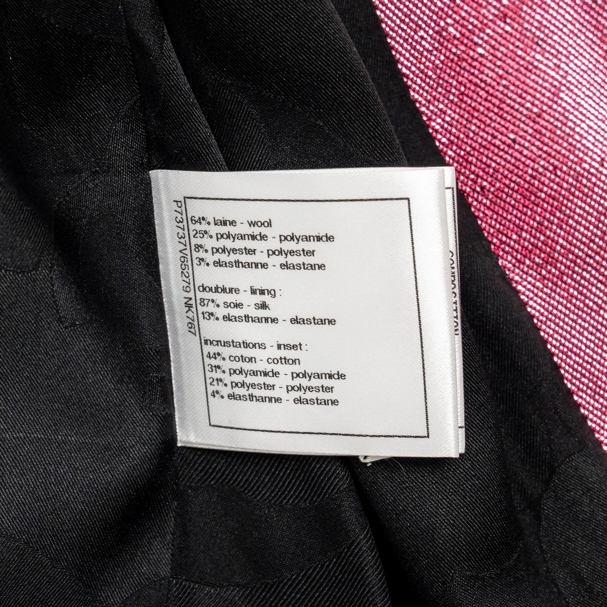 Chanel Size 36 22K CC Button Top Wool/Polyamide Metallic Navy Blue/Pink - Image 9