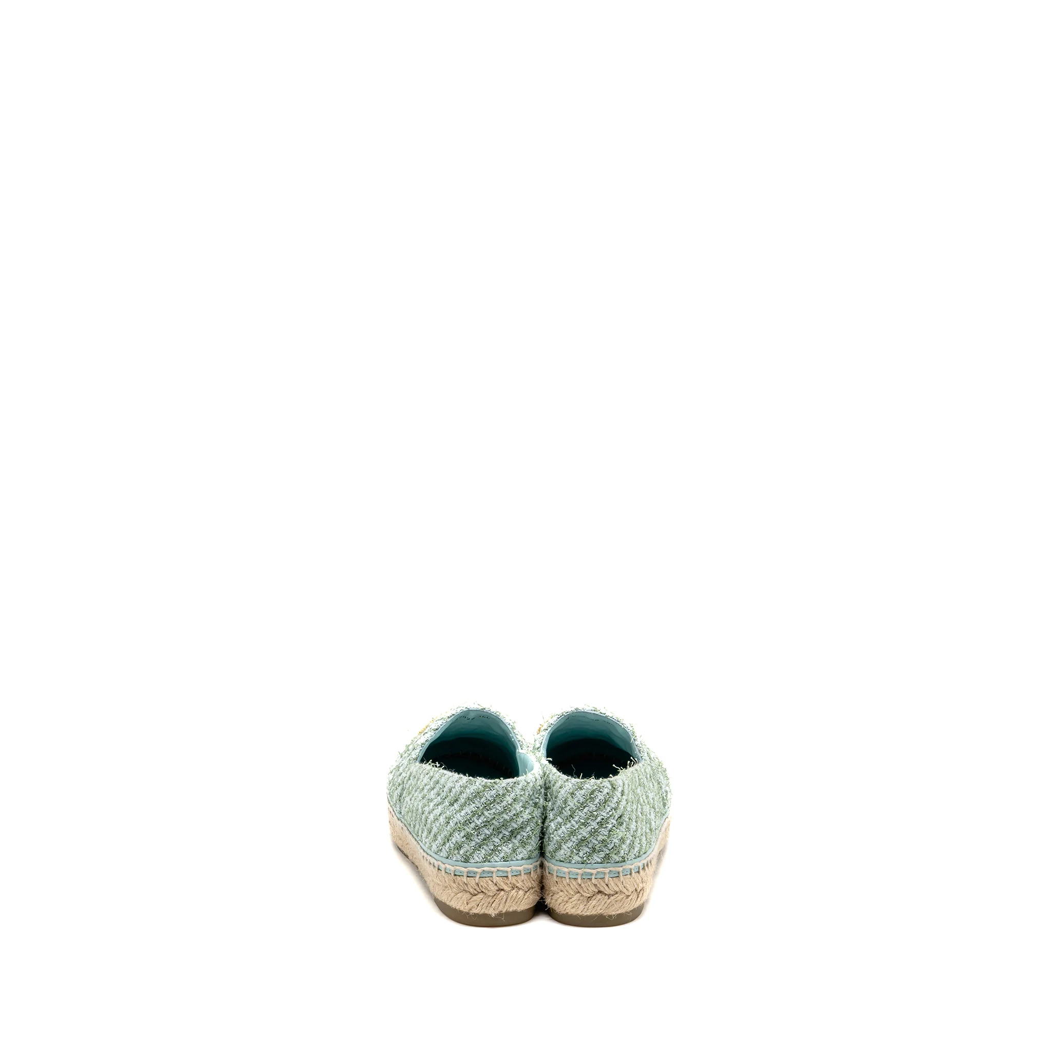 Chanel Size 36 23S Espadrilles Tweed/Grosgrain Light Blue/Green/Black - Image 3
