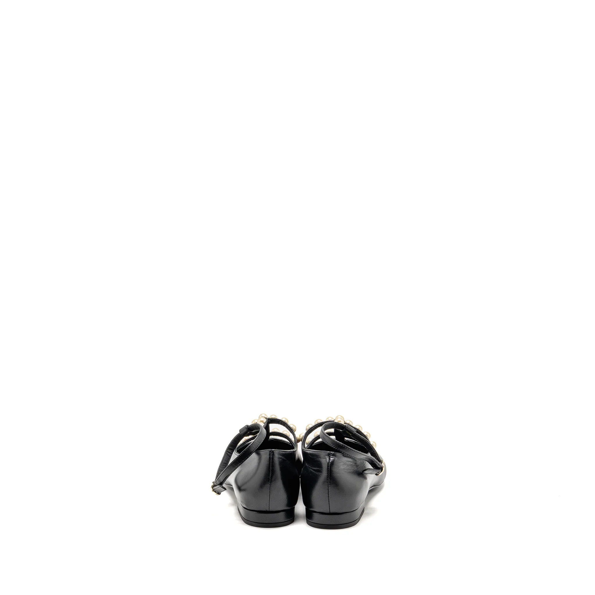 Chanel size 36.5 pearl studded Mary Jane flats lambskin black - Image 4