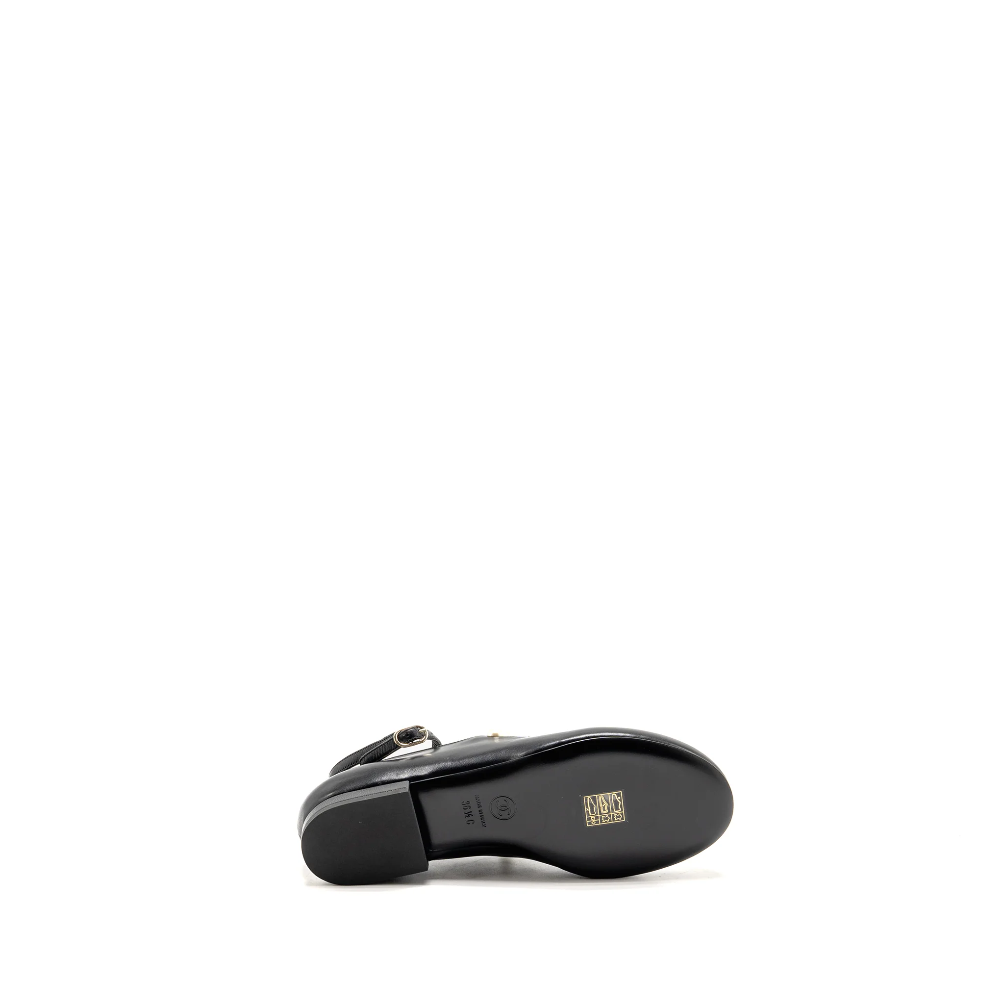 Chanel size 36.5 pearl studded Mary Jane flats lambskin black - Image 6