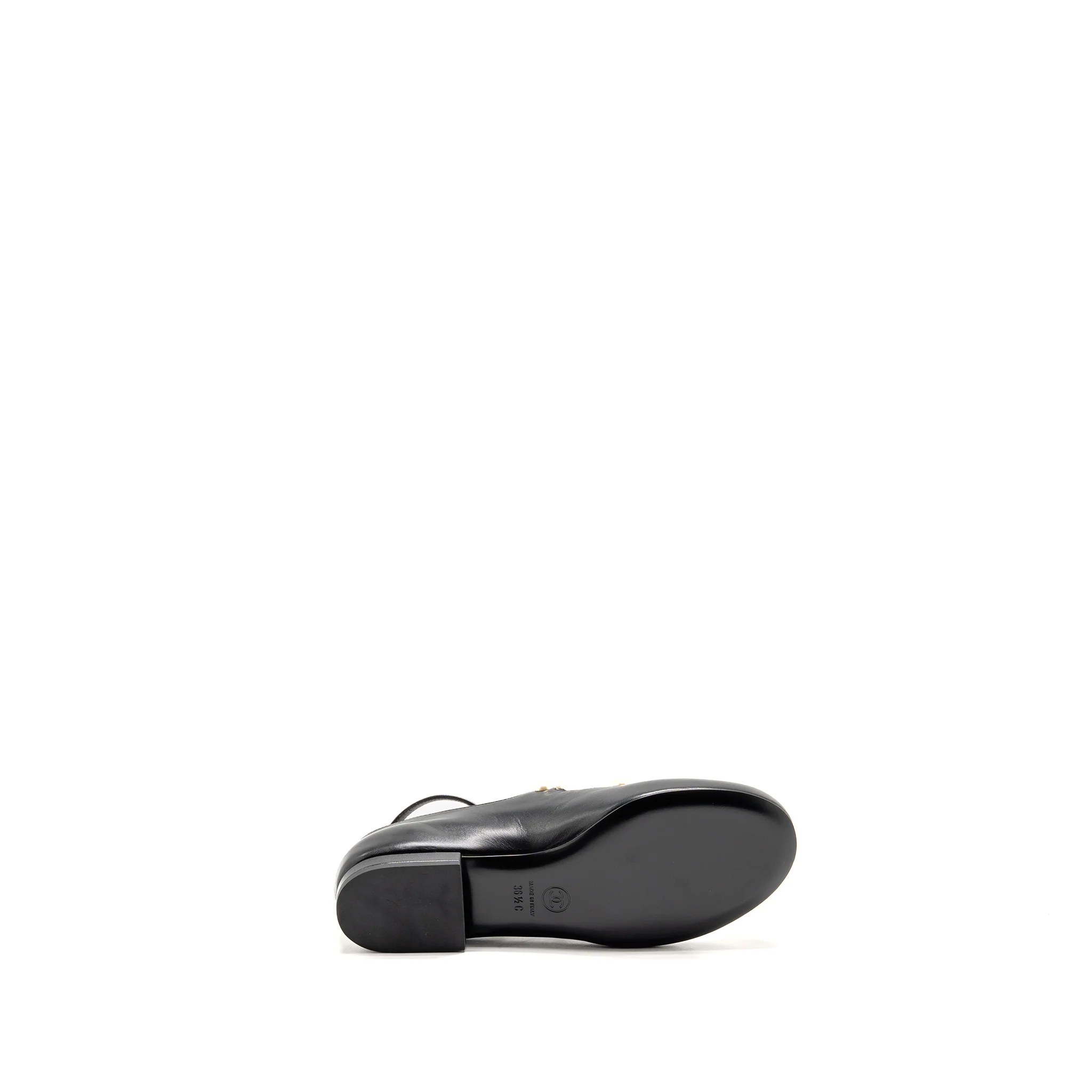 Chanel size 36.5 pearl studded Mary Jane flats lambskin black - Image 7