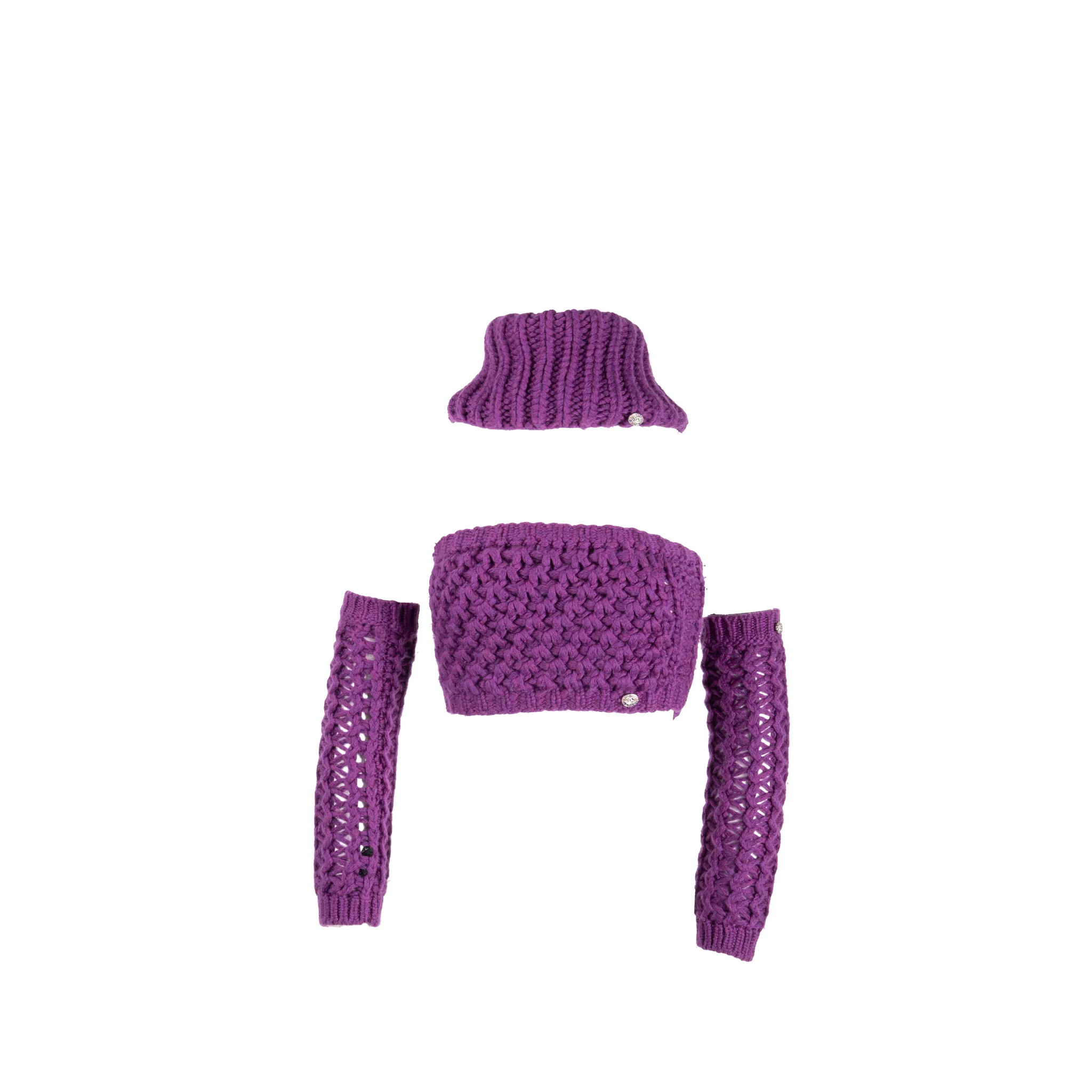 Chanel Size 36 CC Button Knit Jacket with Size XS Ensemble Wool/Polyamide Purple (Sell in Set) - Image 6