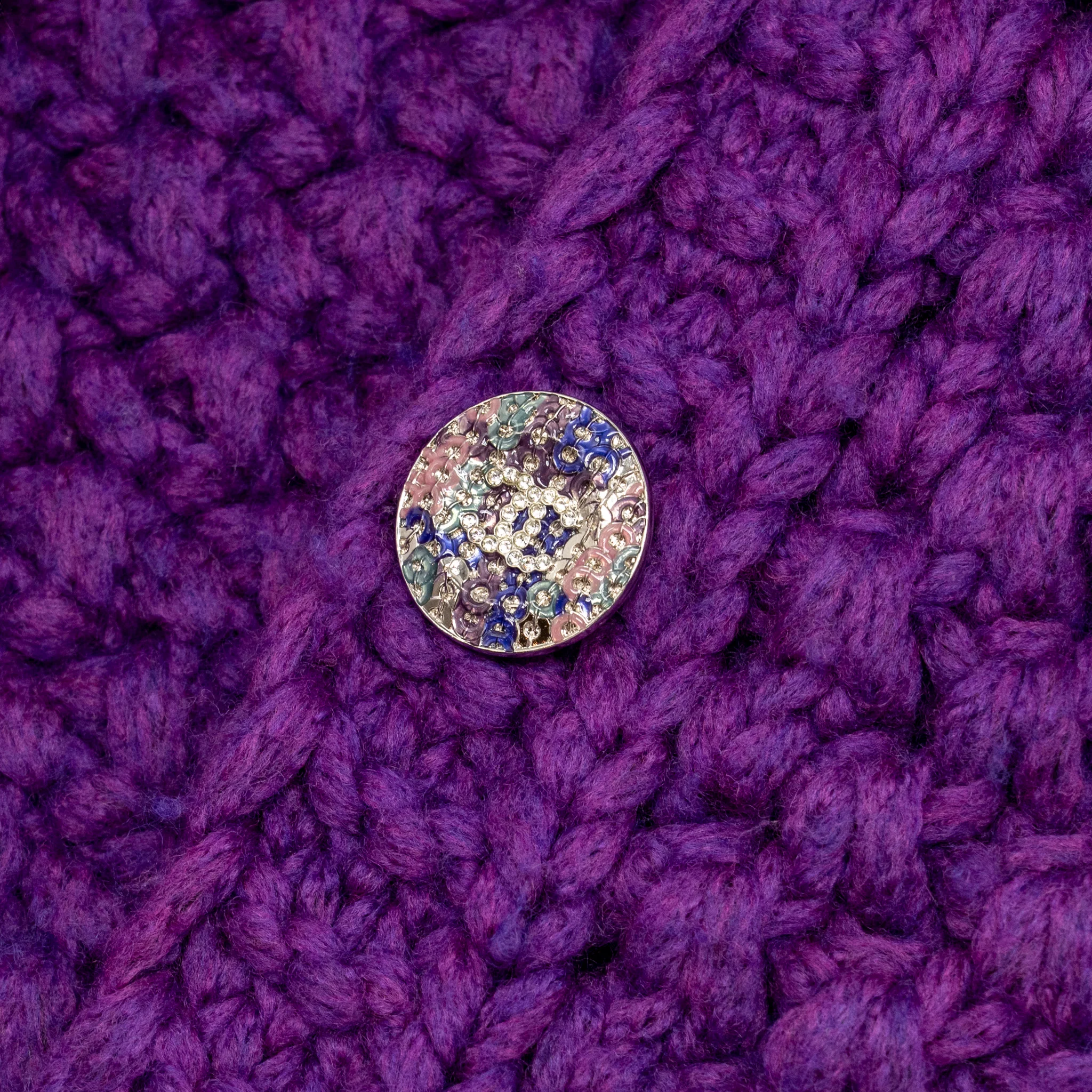 Chanel Size 36 CC Button Knit Jacket with Size XS Ensemble Wool/Polyamide Purple (Sell in Set) - Image 7