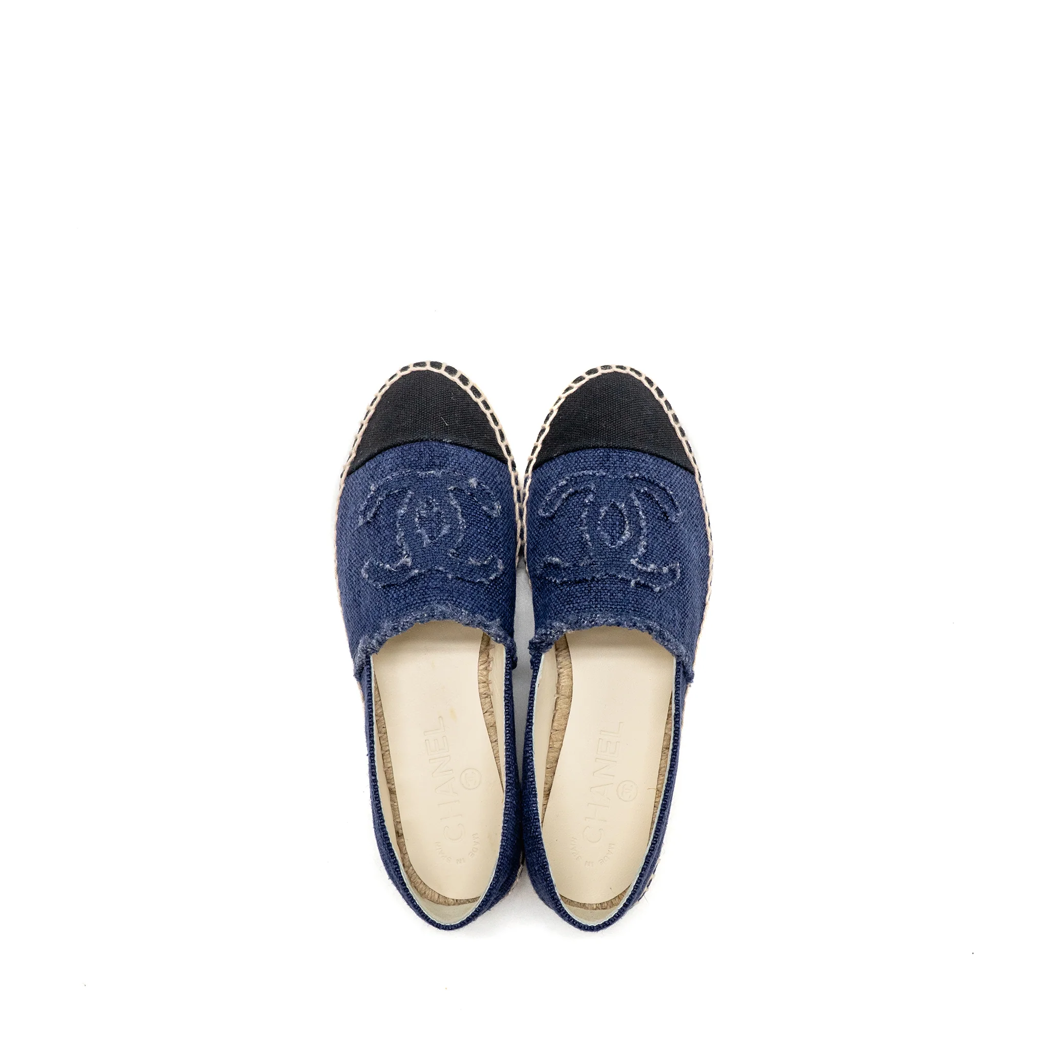 Chanel Size 36 Espadrilles Linen Blue/Black - Image 4