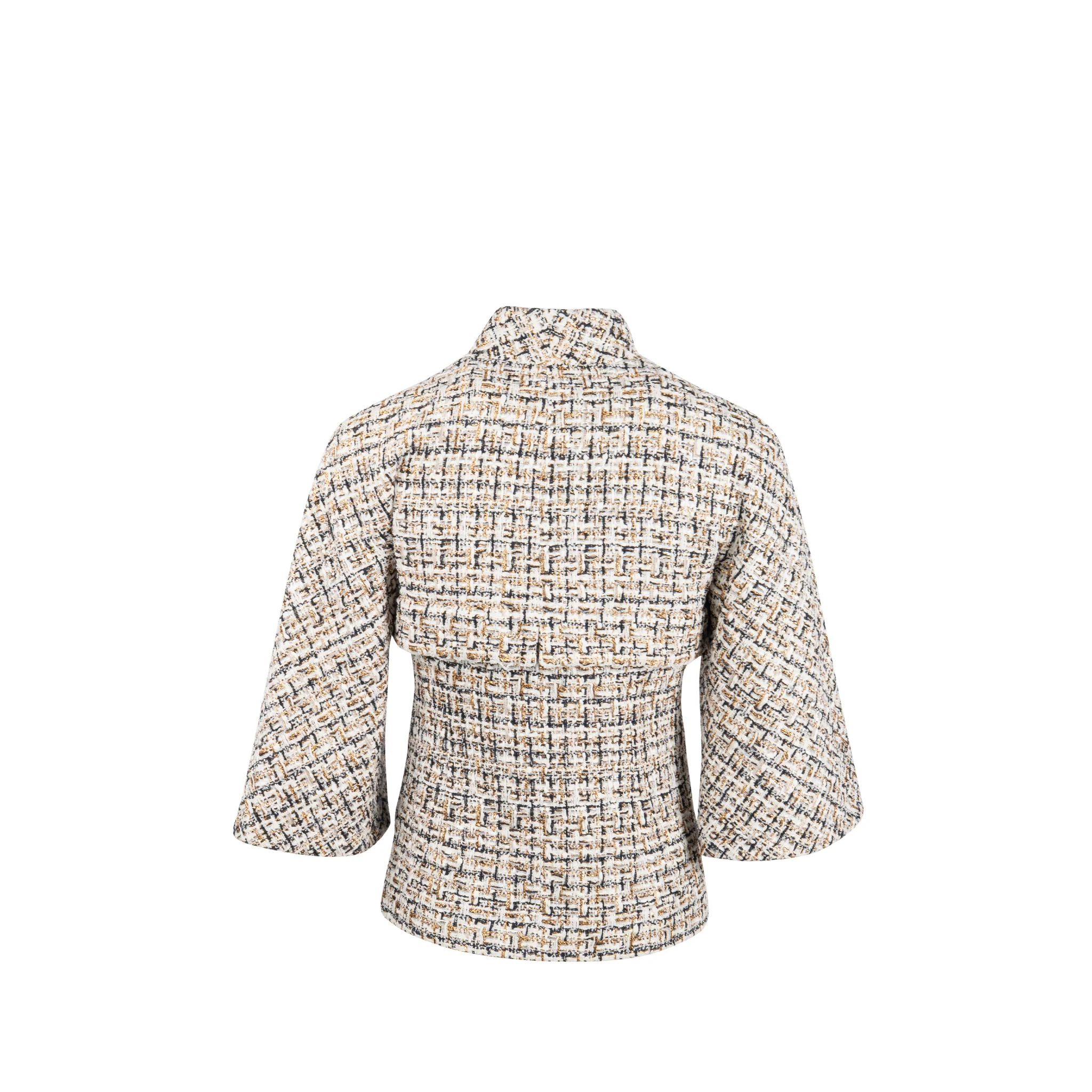 Chanel size 36 tweed jacket white / black / gold - Image 3