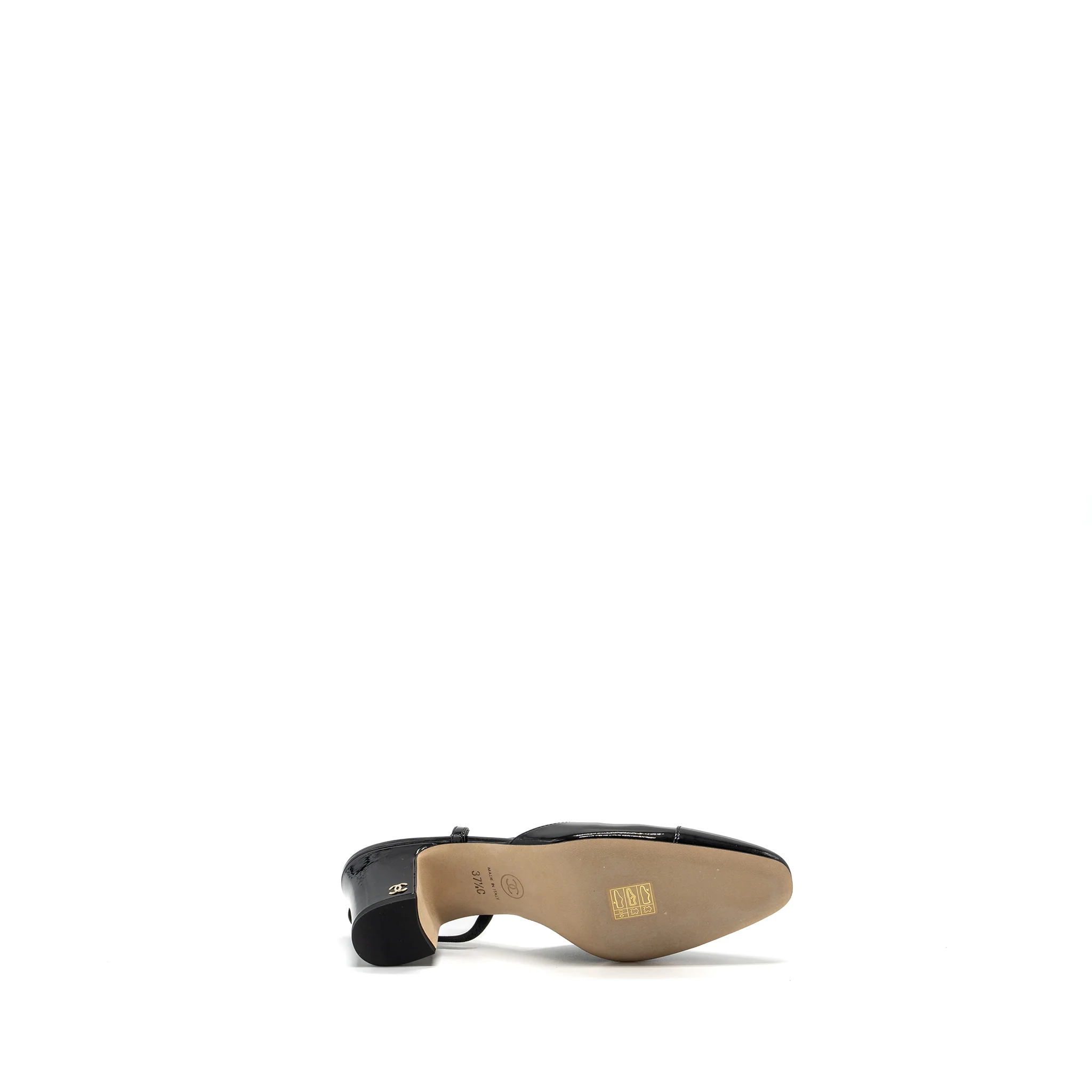 Chanel 22k Size 37.5 SlingBacks Patent/Calfskin Black LGHW - Image 7