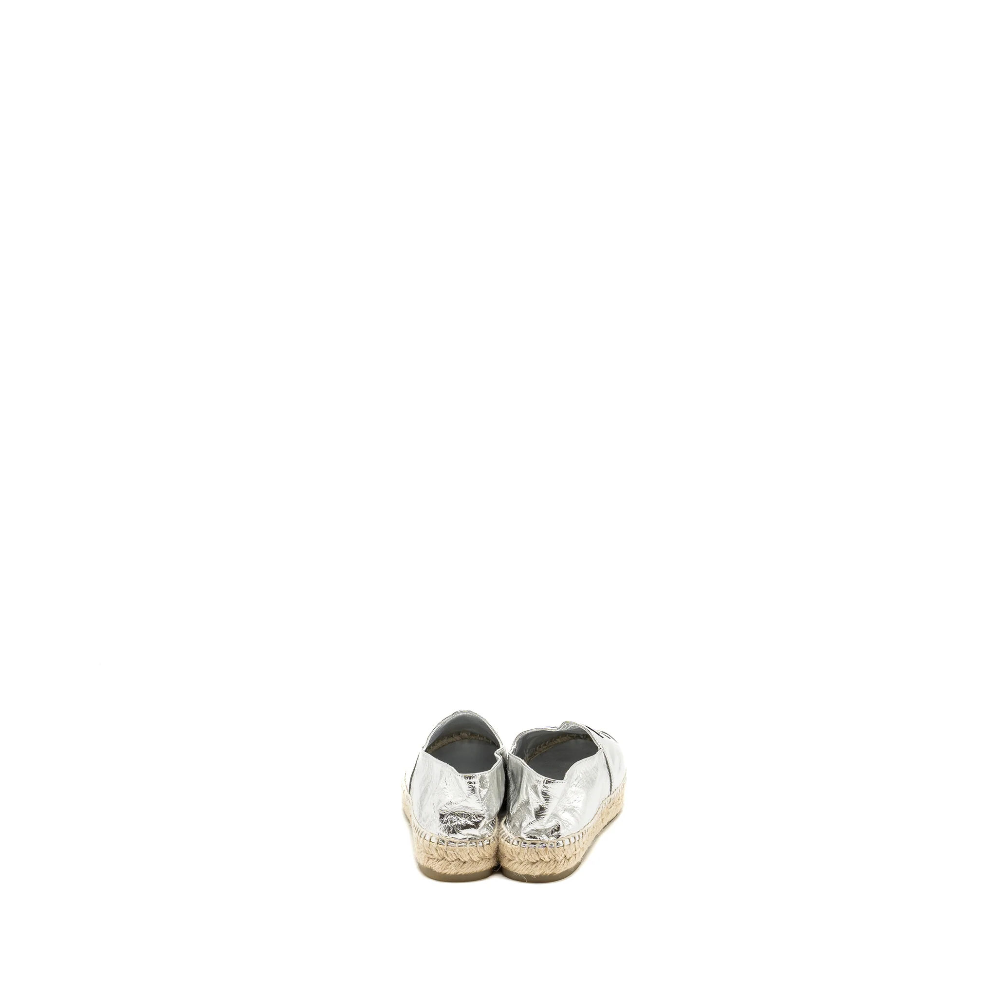 Chanel Size 37 Espadrille Metallic Silver - Image 3