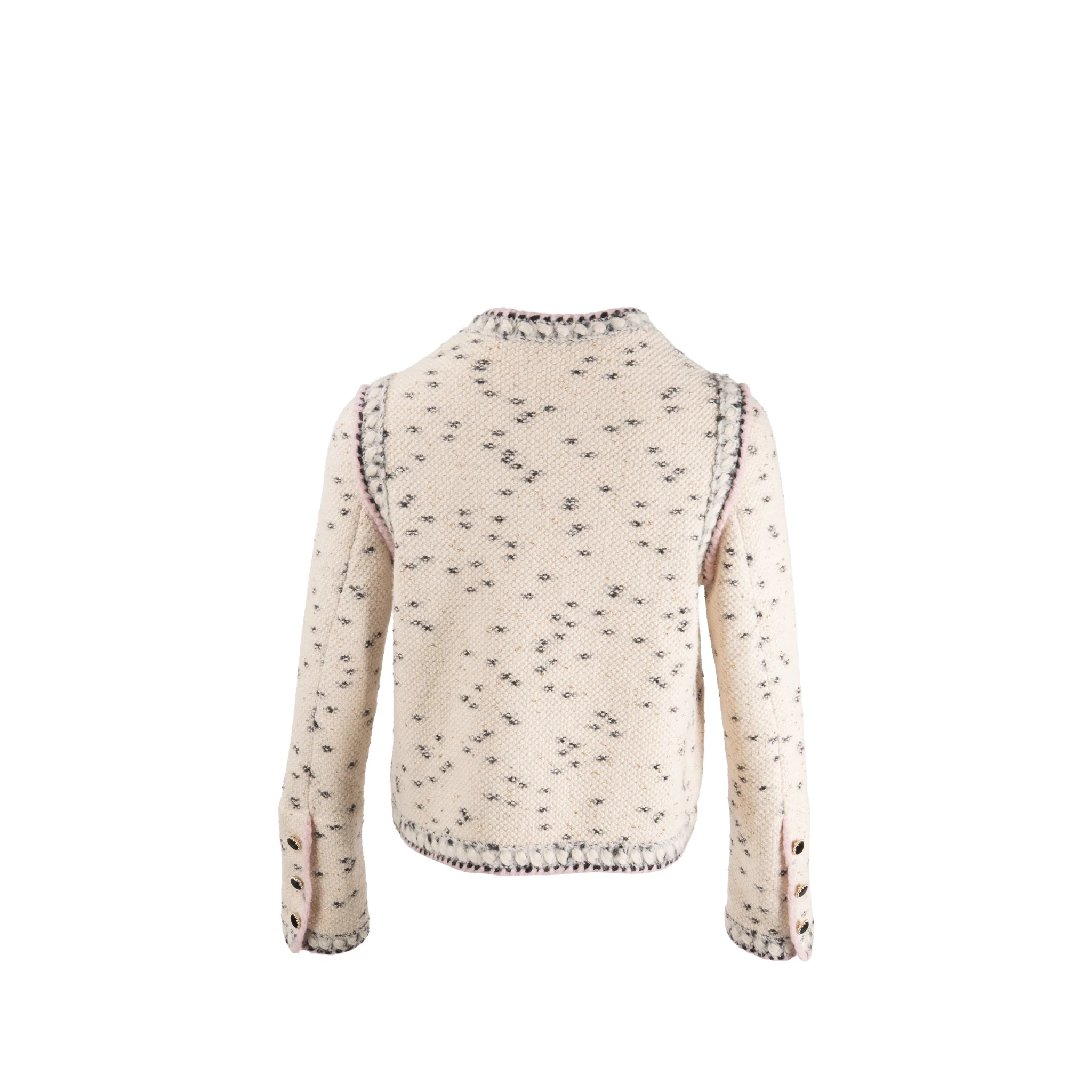 Chanel Size 38 21A Jacket Cashmere/Wool Ecru/Black/Gold/Pink - Image 2