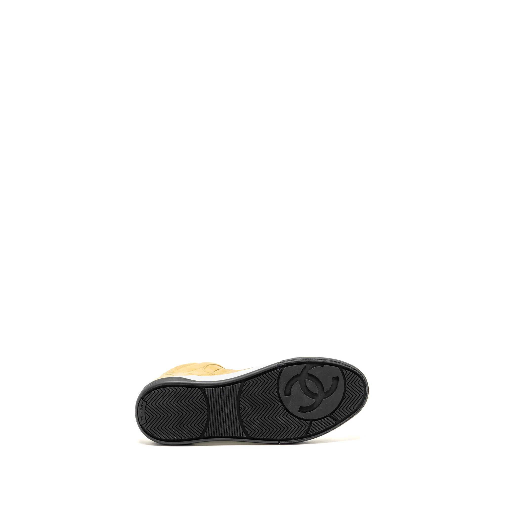 Chanel Size 38 23A CC Logo High-Top Sneakers Suede Kidskin Dark Beige - Image 3