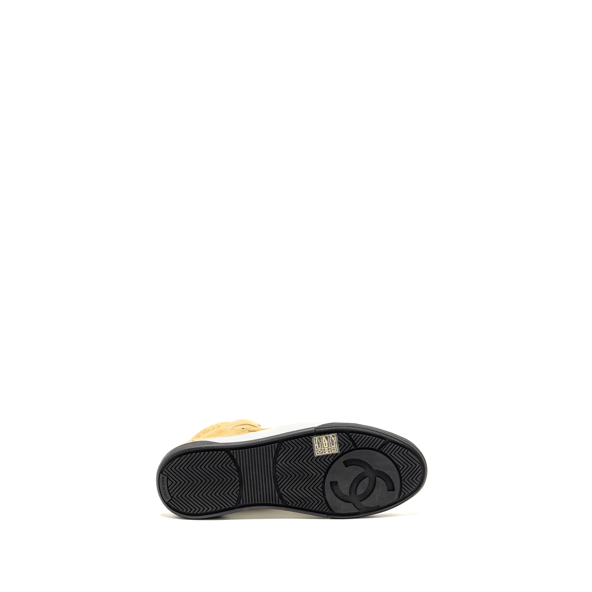 Chanel Size 38 23A CC Logo High-Top Sneakers Suede Kidskin Dark Beige - Image 7