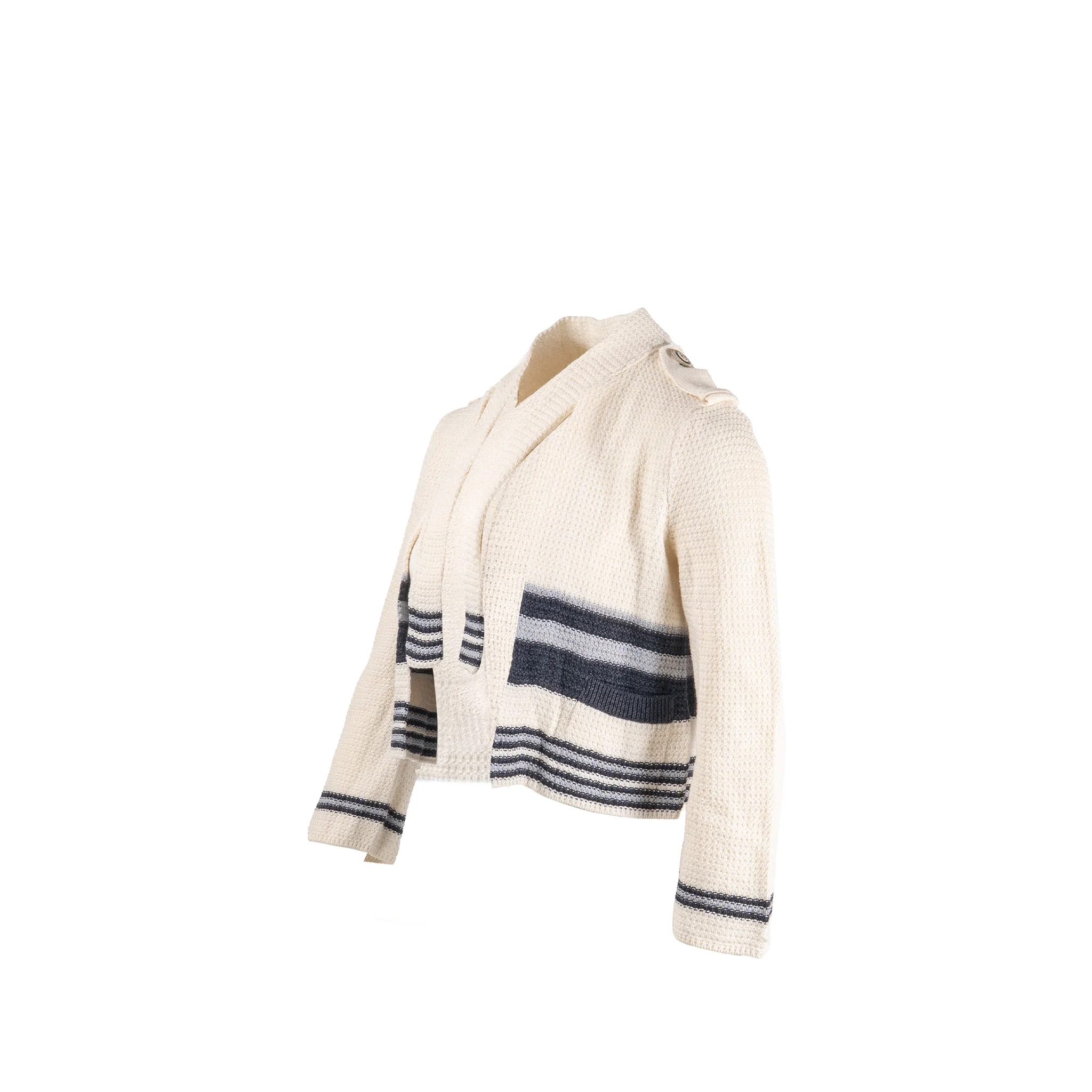 Chanel size 38 cardigan multicolor white / blue paper/ cotton/ silk - Image 2