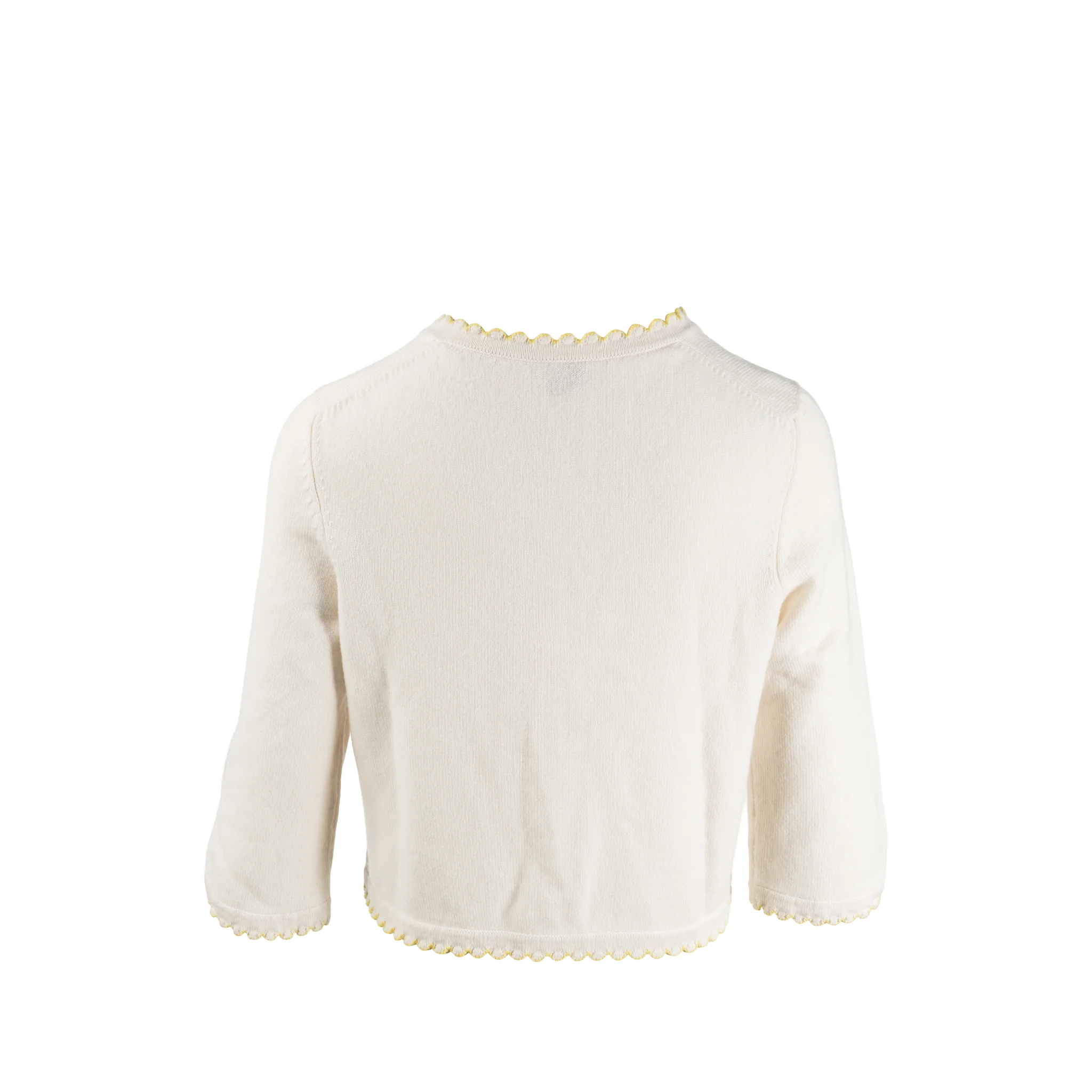 Chanel Size 38 CC Button Cardigan Cashmere Off-white/Yellow - Image 2
