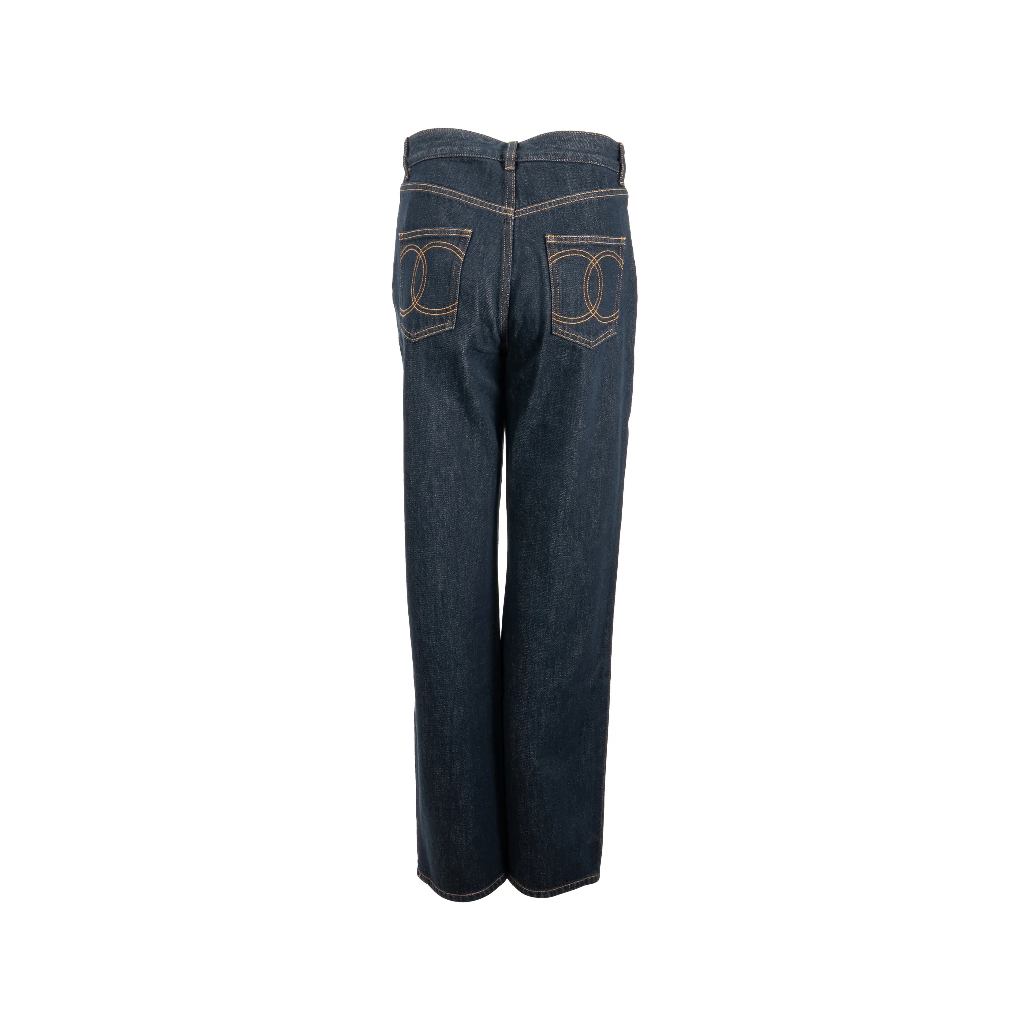 Chanel Size 38 CC Logo Washed Out Denim Jeans Cotton Dark Blue - Image 2