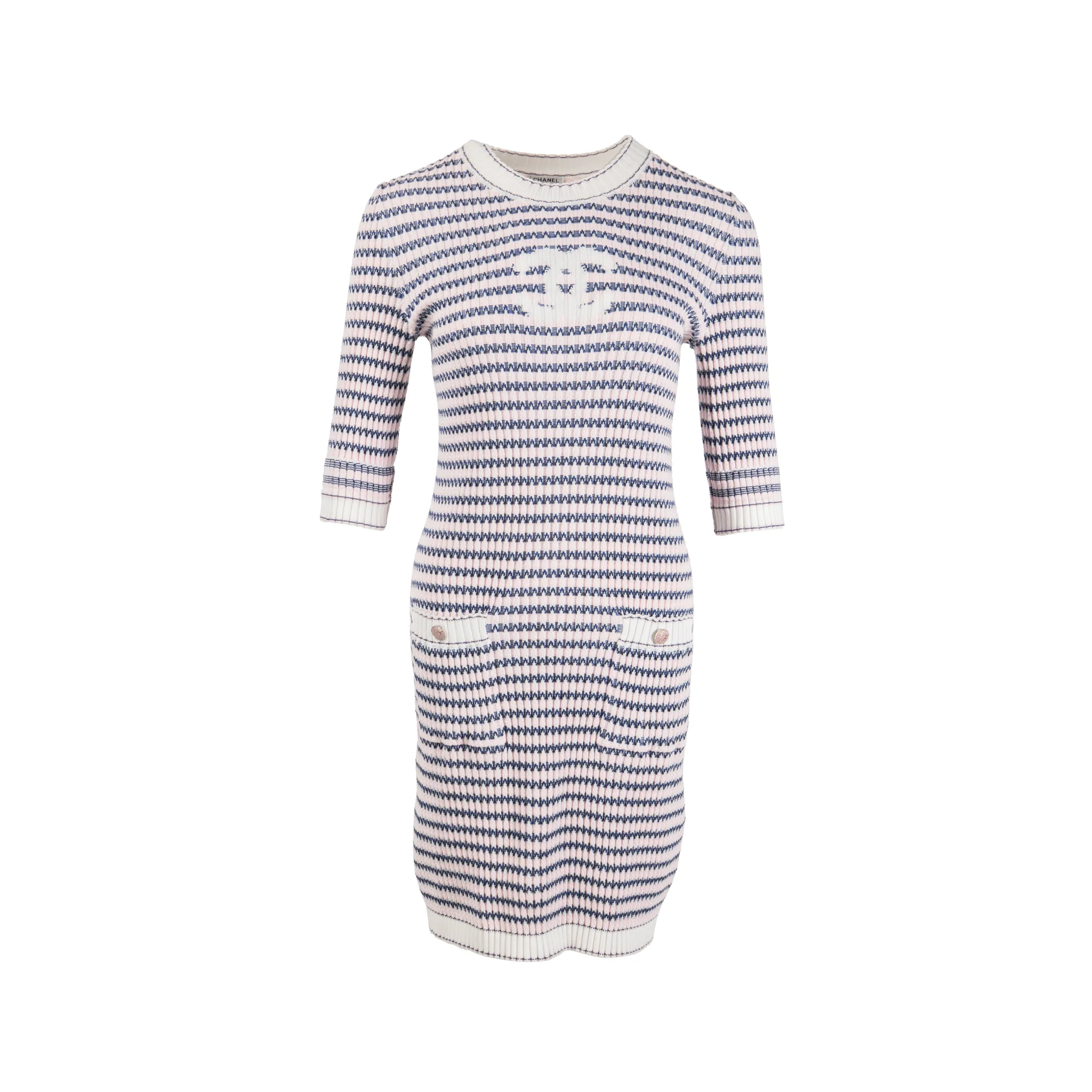 Chanel size 38 knit mini dress cotton multicolour