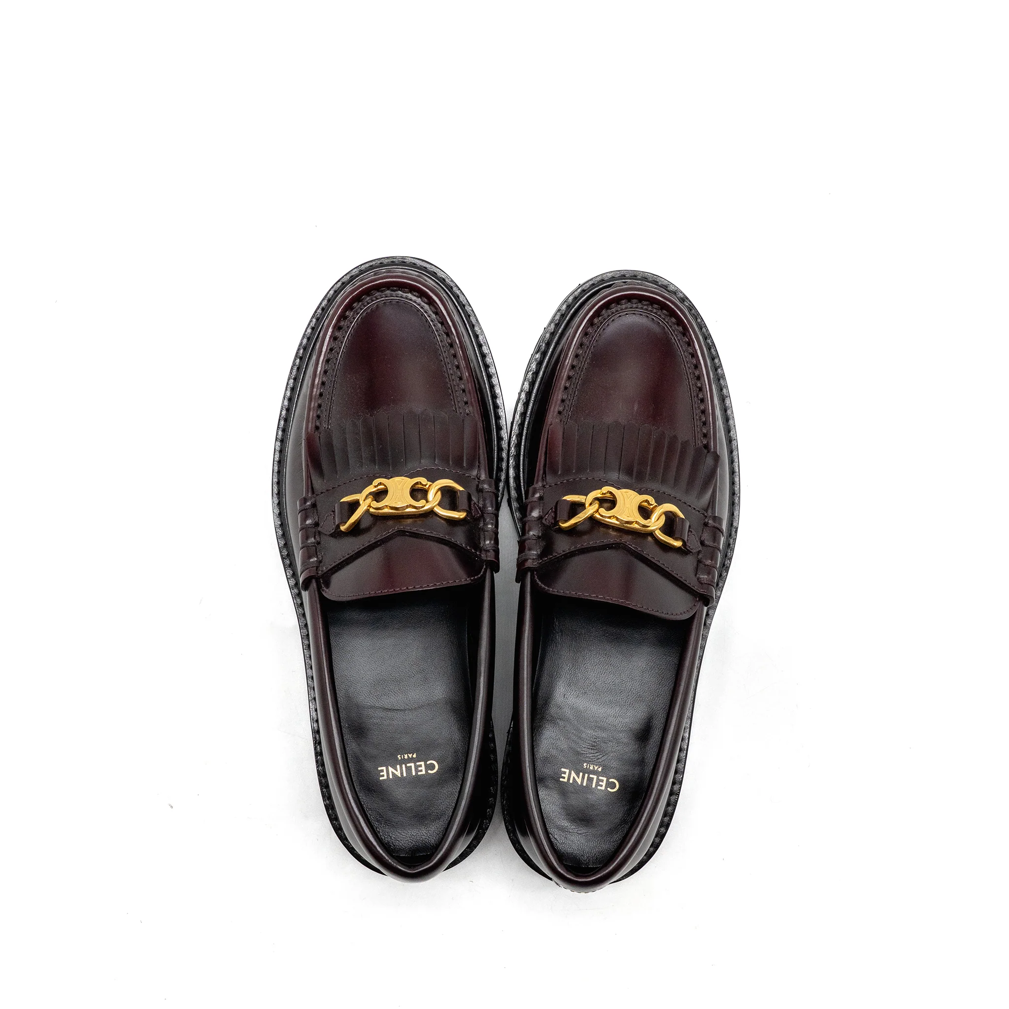 Celine Size 37 Chunky Loafer Leather Burgundy GHW - Image 2