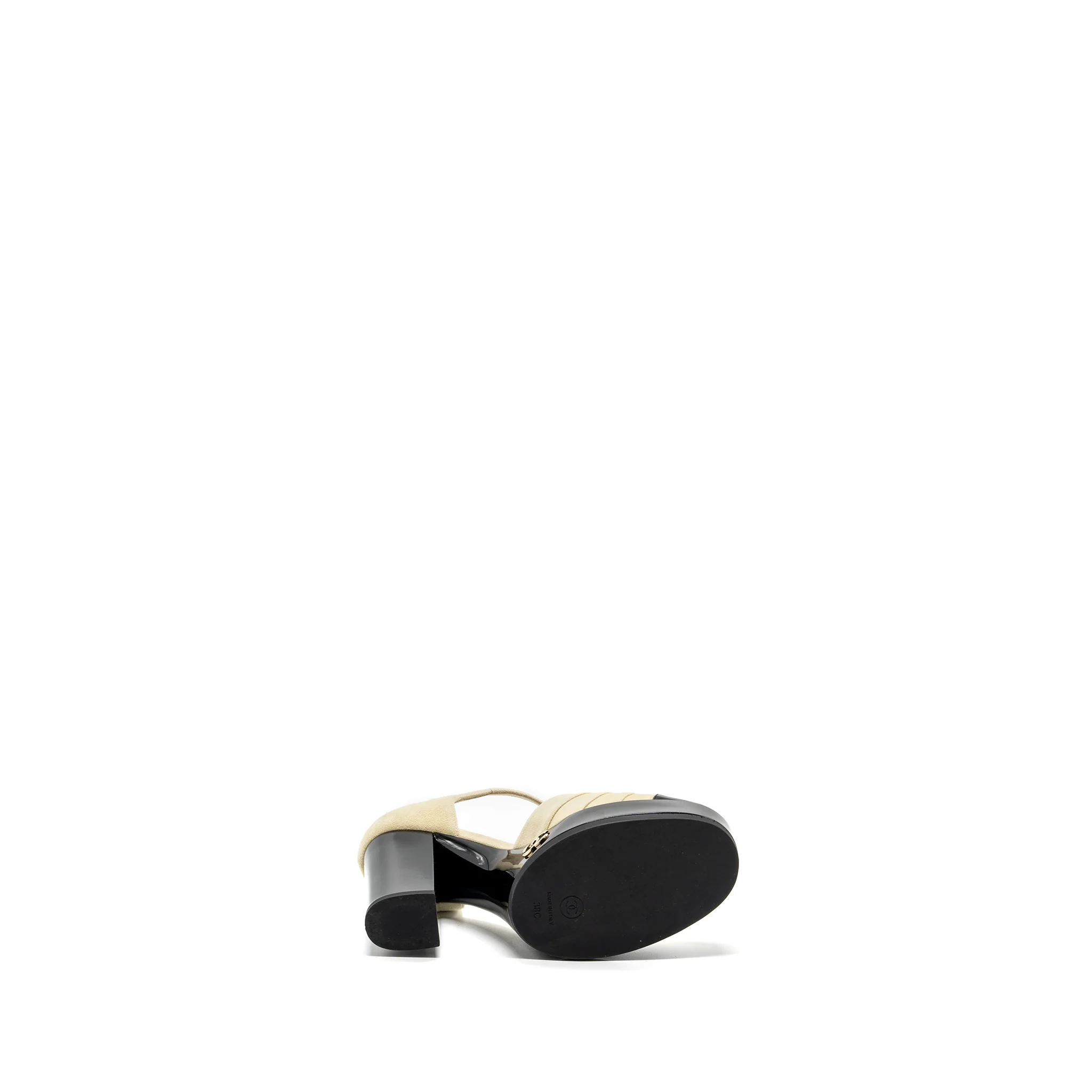 Chanel Size 38 open High Platform Shoe suede / Paten / Calfskin Ivroy / Black GHW - Image 6