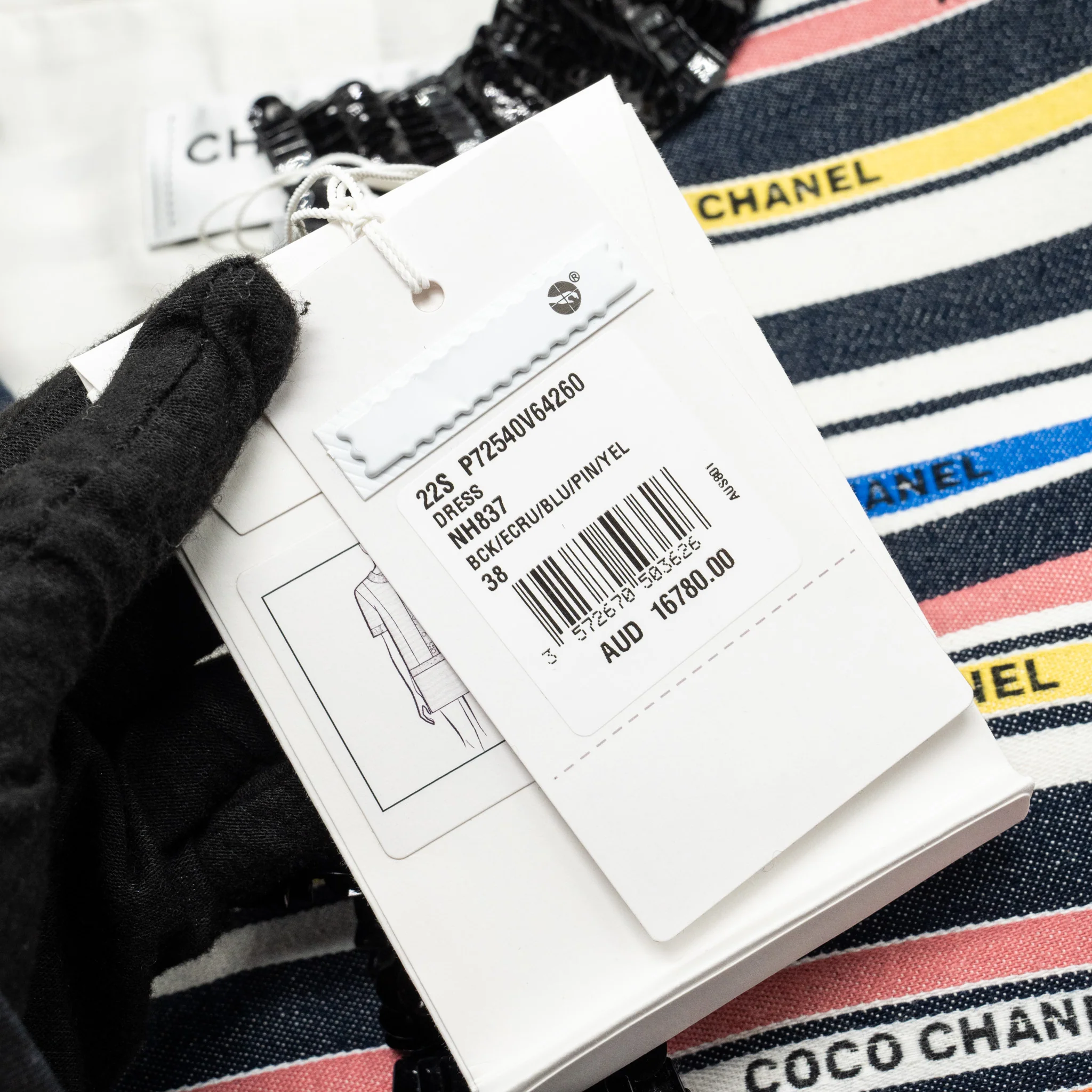 Chanel Size 38 Sequin Rainbow Dress Cotton Black/Multicolour - Image 10
