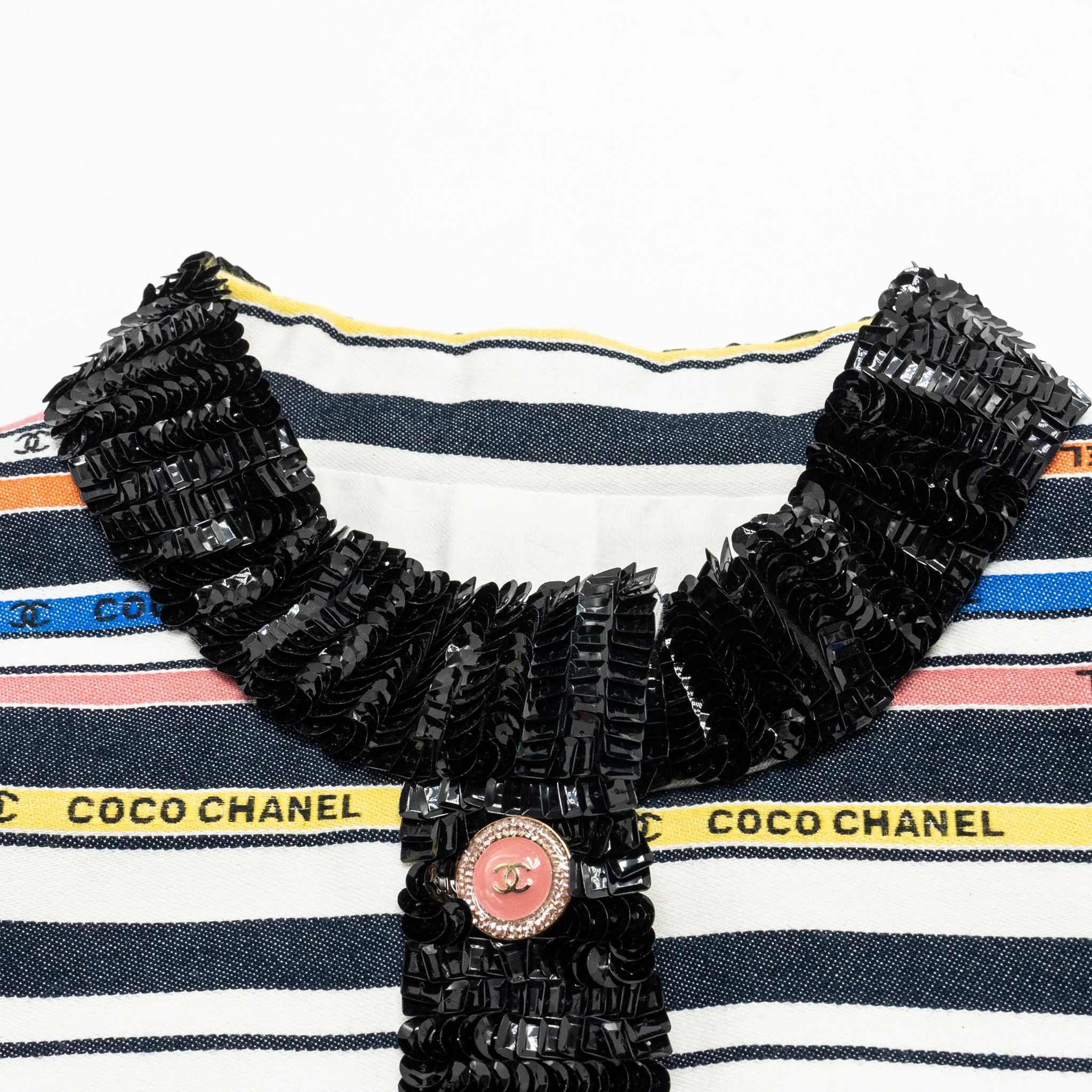 Chanel Size 38 Sequin Rainbow Dress Cotton Black/Multicolour - Image 4