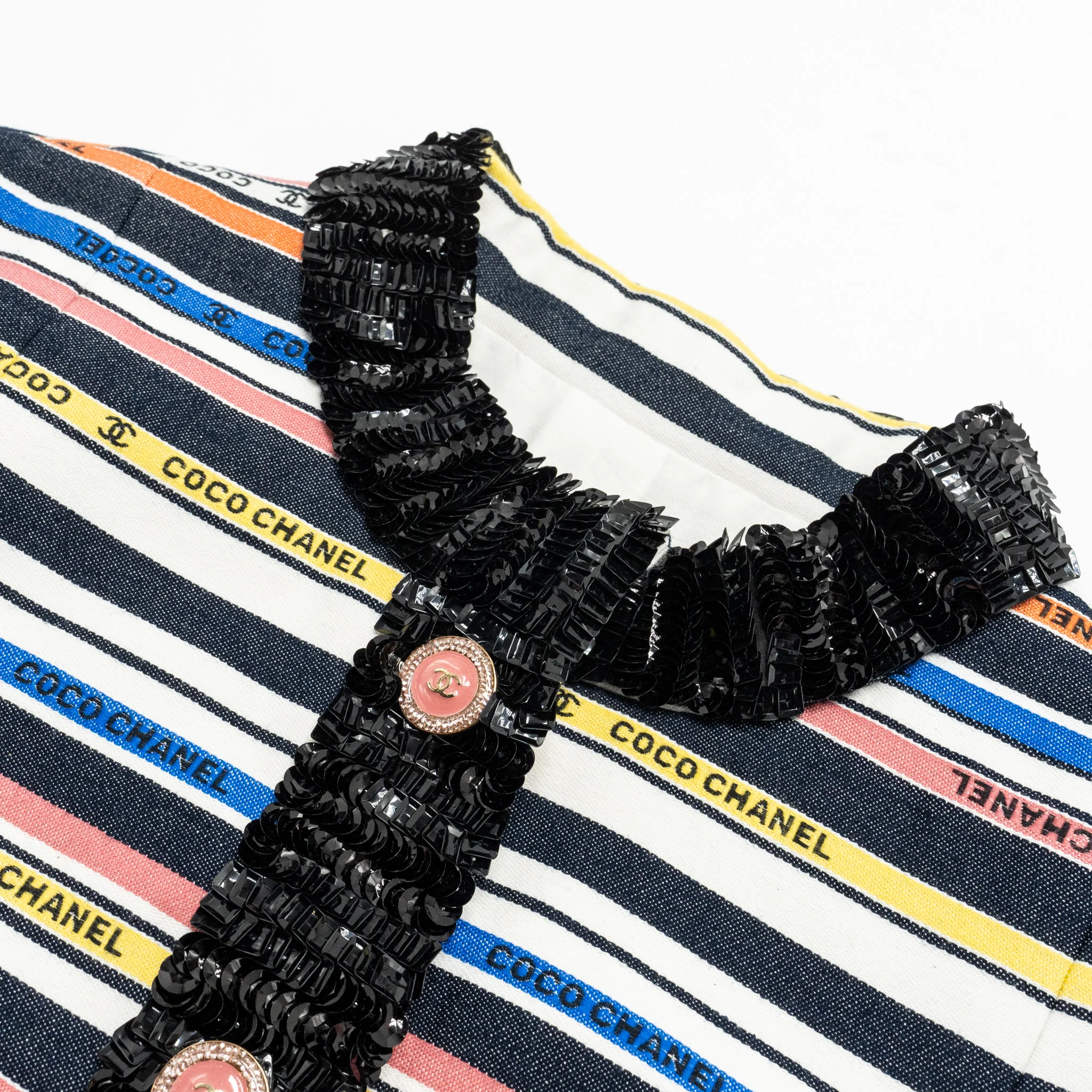 Chanel Size 38 Sequin Rainbow Dress Cotton Black/Multicolour - Image 5