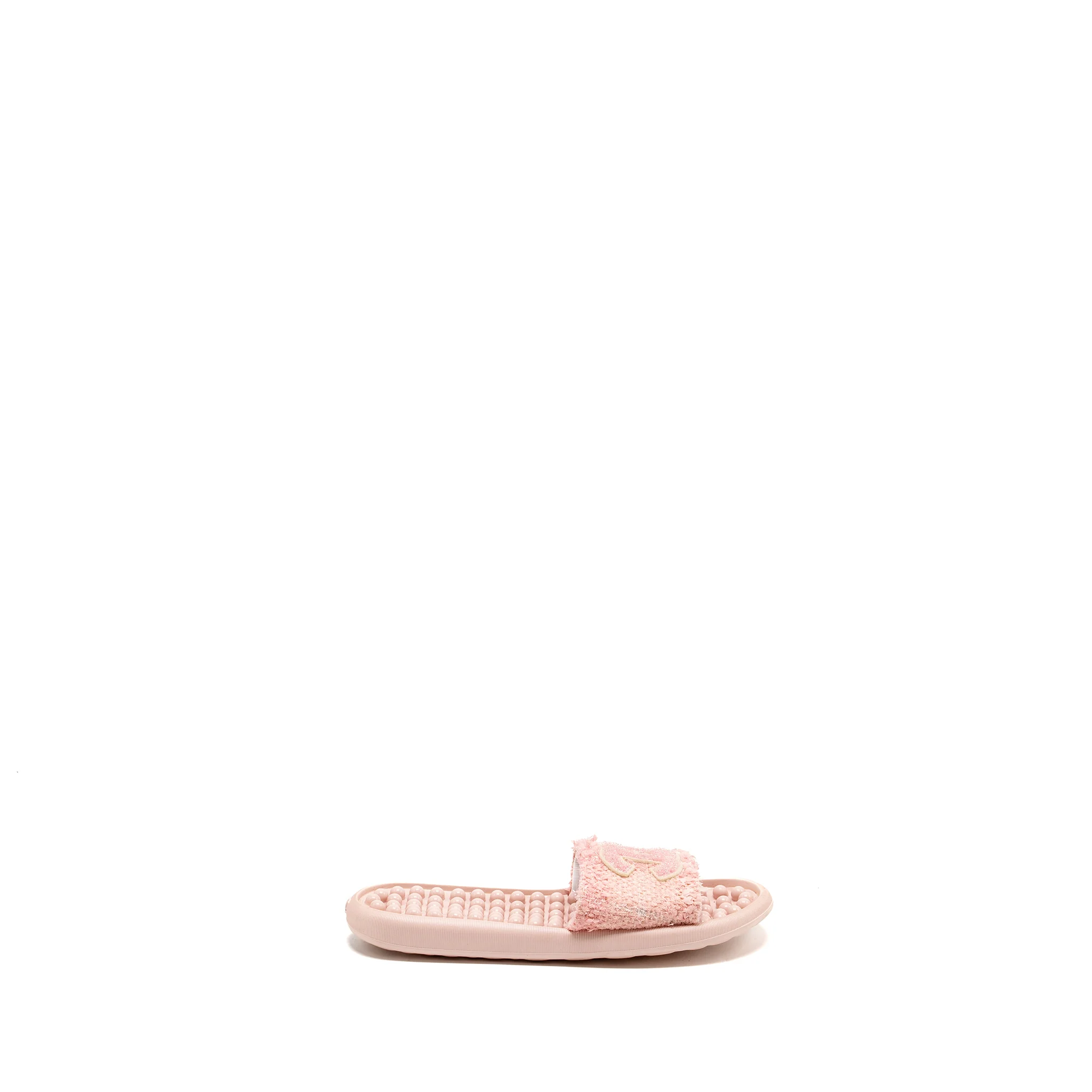 Chanel Size 38 Tweed Pool Beach Slides Sandals Pink - Image 4