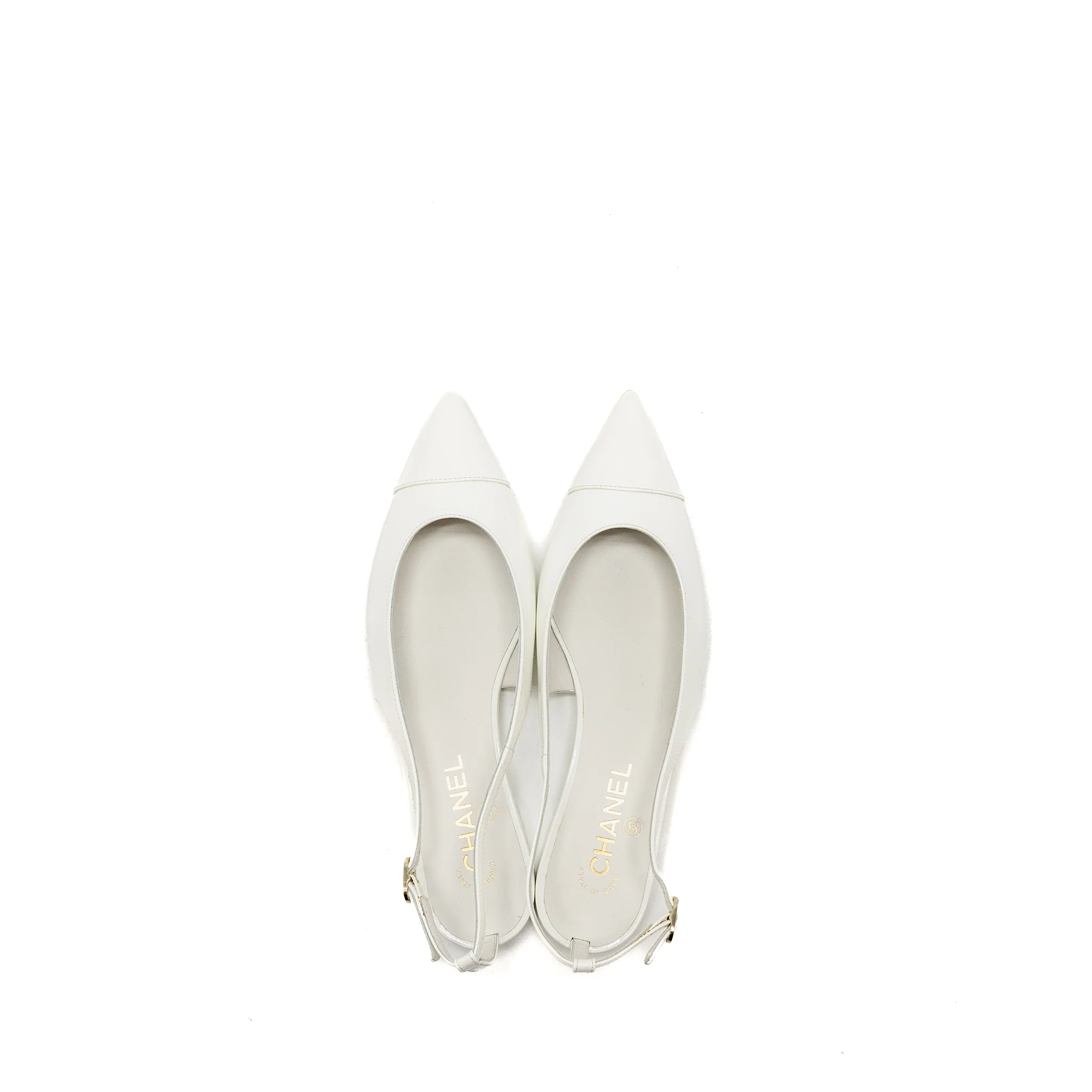 Chanel Size 39 23K Slingbacks Patent Calfskin White LGHW - Image 4