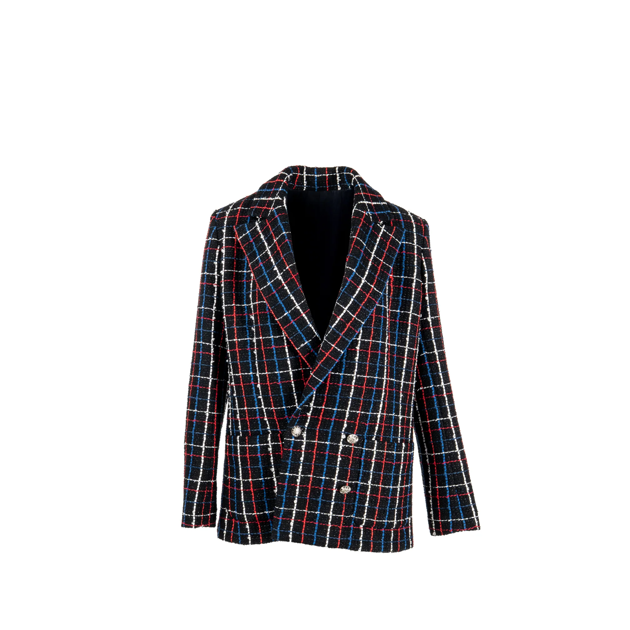 Chanel Size 40 CC Button Tweed Jacket Cotton/Polyester Black/Multicolour