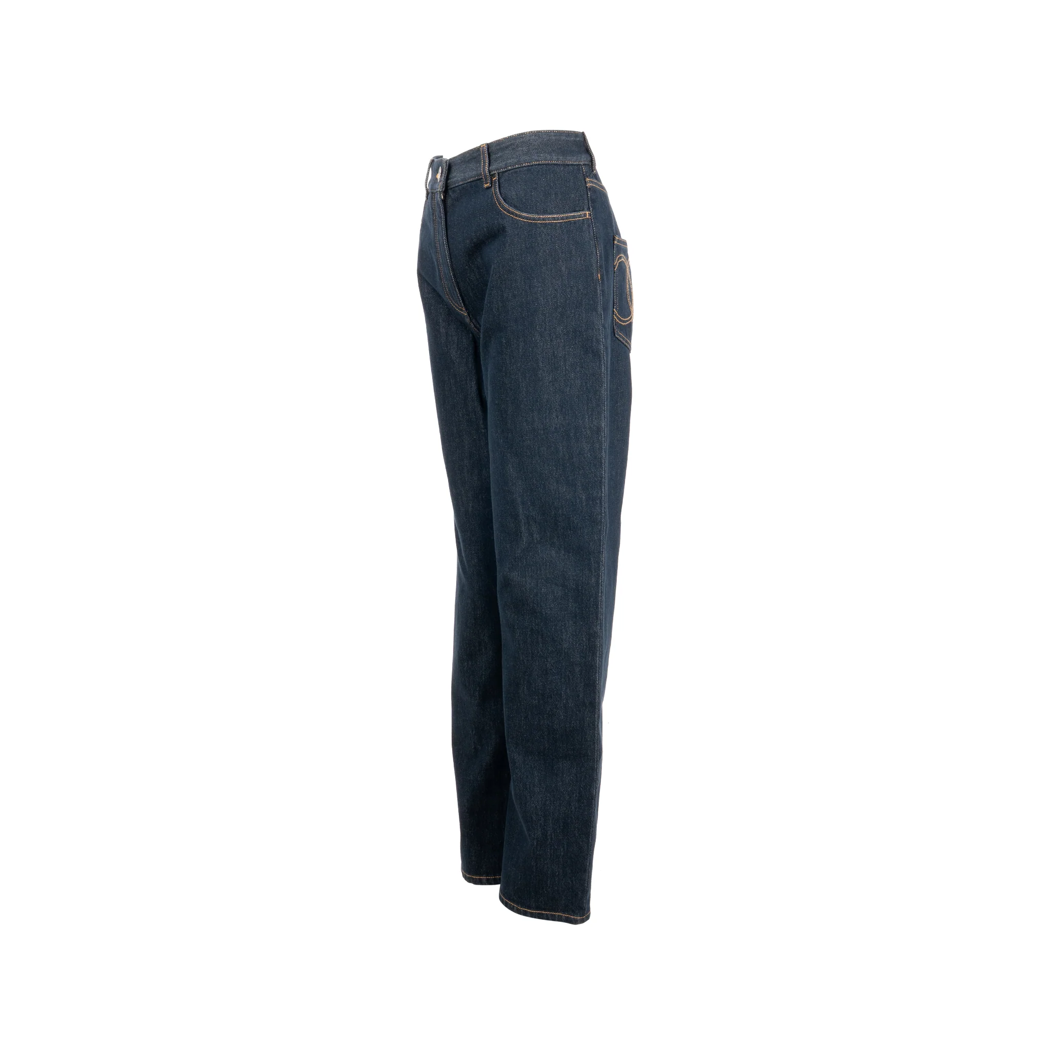 Chanel Size 40 CC Logo Washed Out Denim Jeans Cotton Dark Blue - Image 2