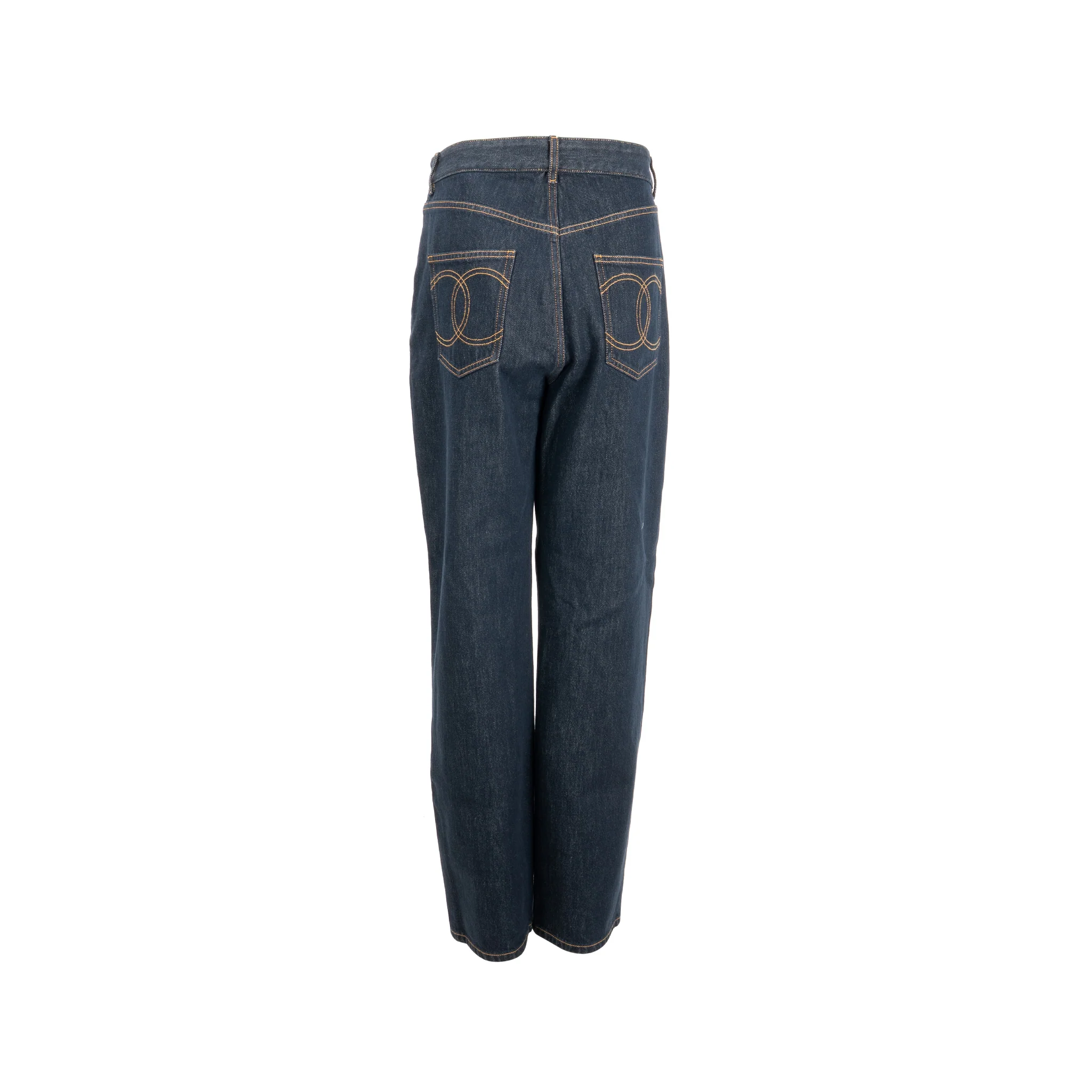 Chanel Size 40 CC Logo Washed Out Denim Jeans Cotton Dark Blue - Image 3