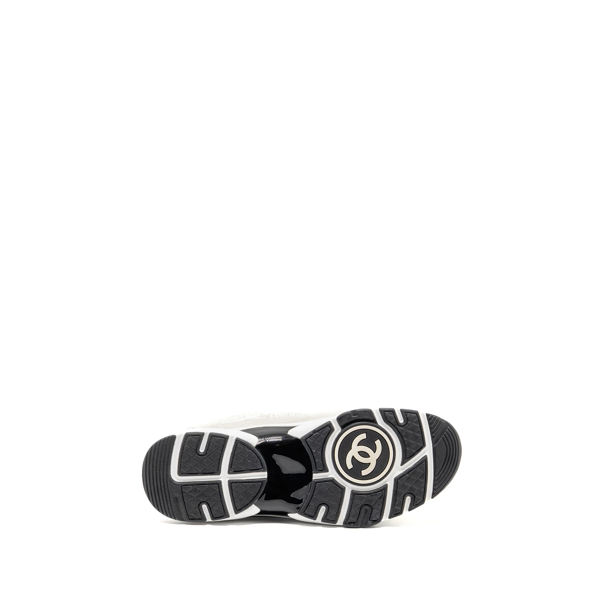 Chanel size 44 CC logo sneakers suede leather / tweed white - Image 6