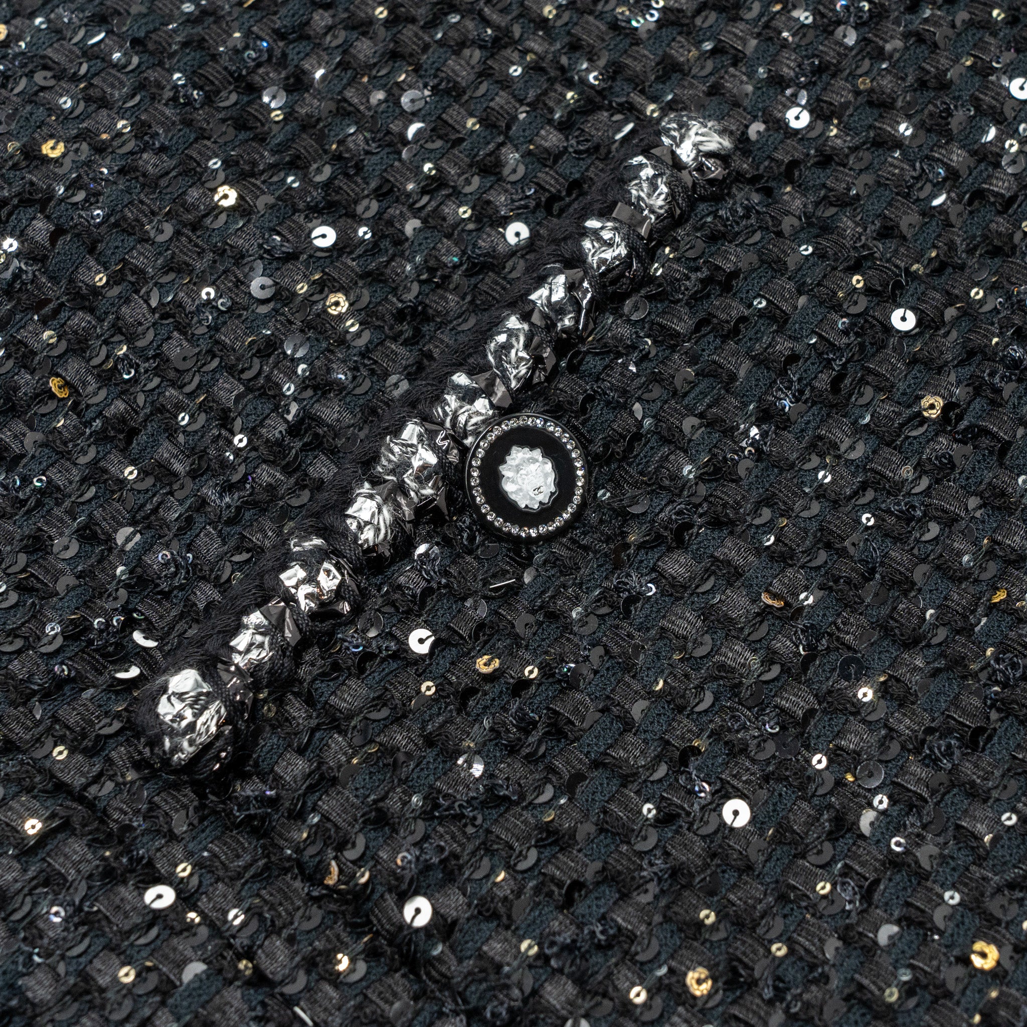 Chanel size 46 22p Jacket cotton/metal polyester black/silver - Image 5