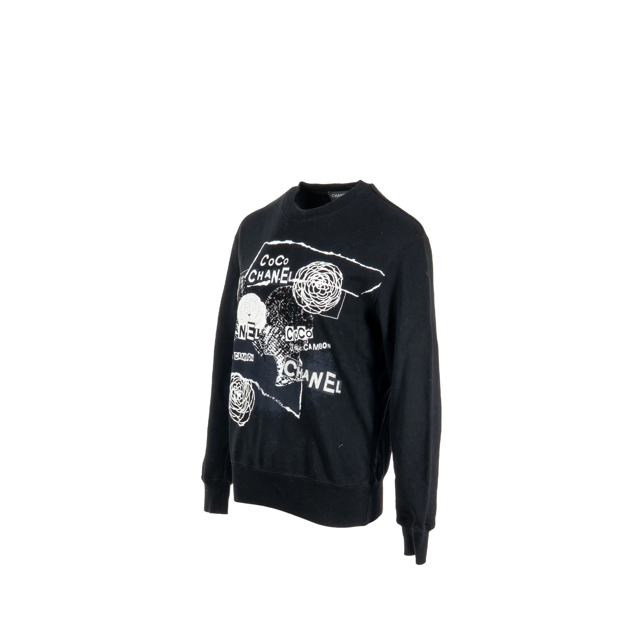 Chanel Size S Coco Chanel Logo Print Sweatshirt Cotton Black/White - Image 3
