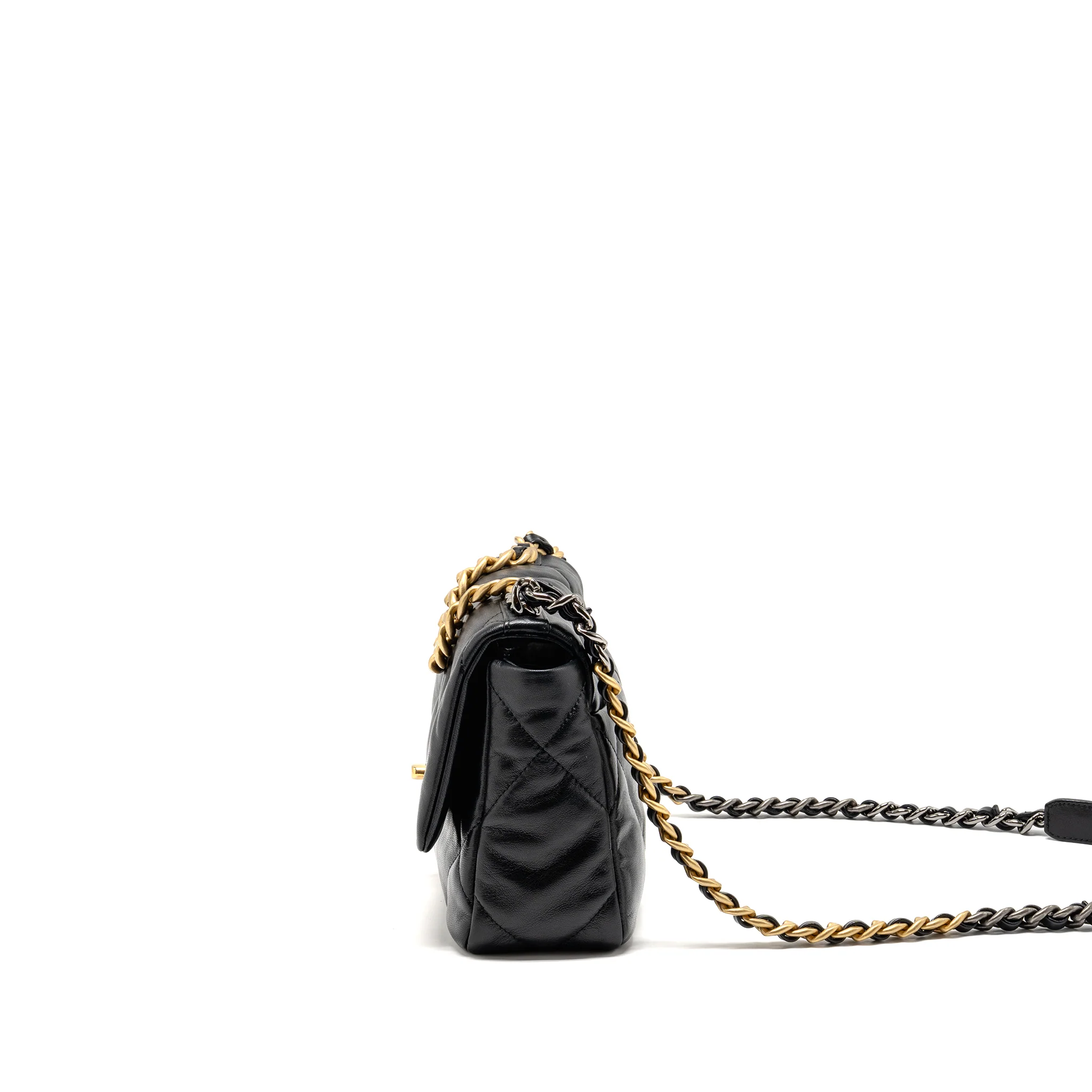 Chanel Small 19 Bag Goatskin Black Multicolour Hardware - Image 4