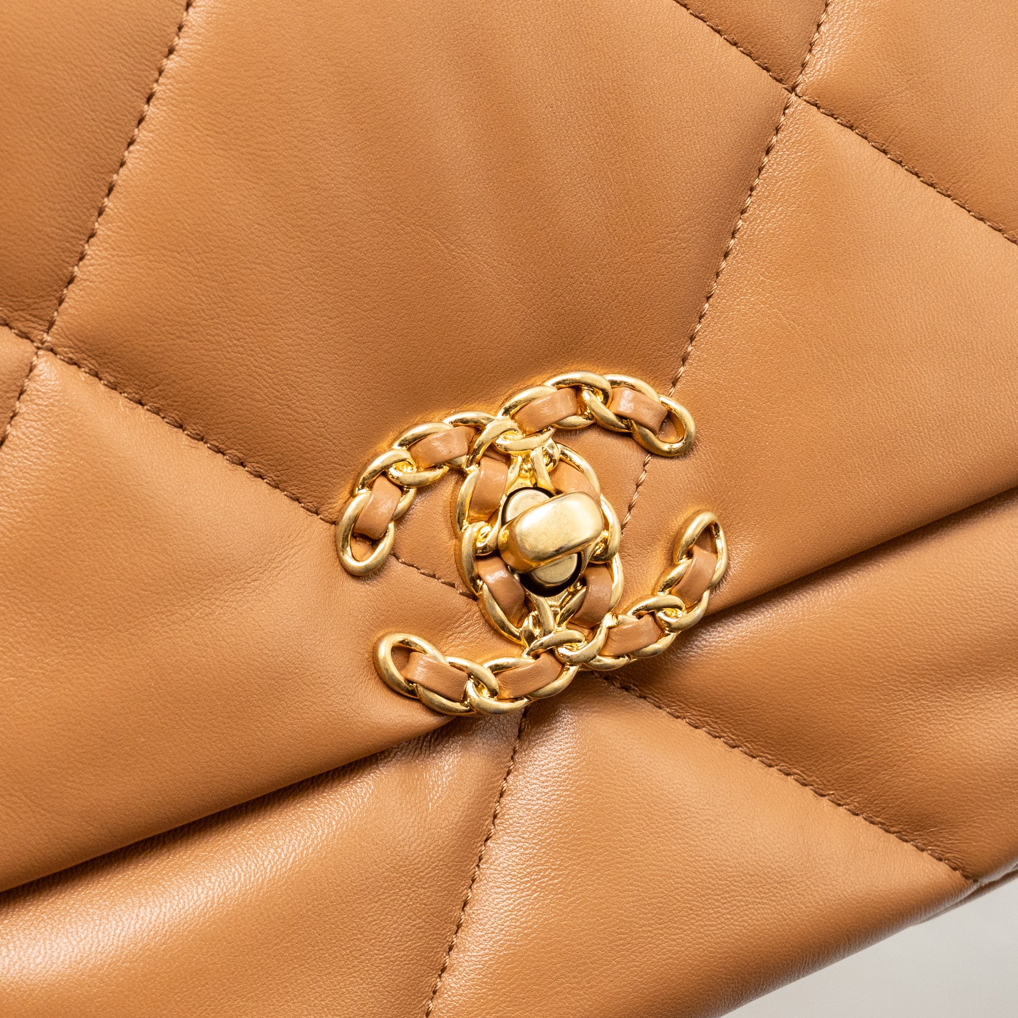 Chanel Small 19 Bag Lambskin Caramel Multicoloured Hardware (Microchip) - Image 12