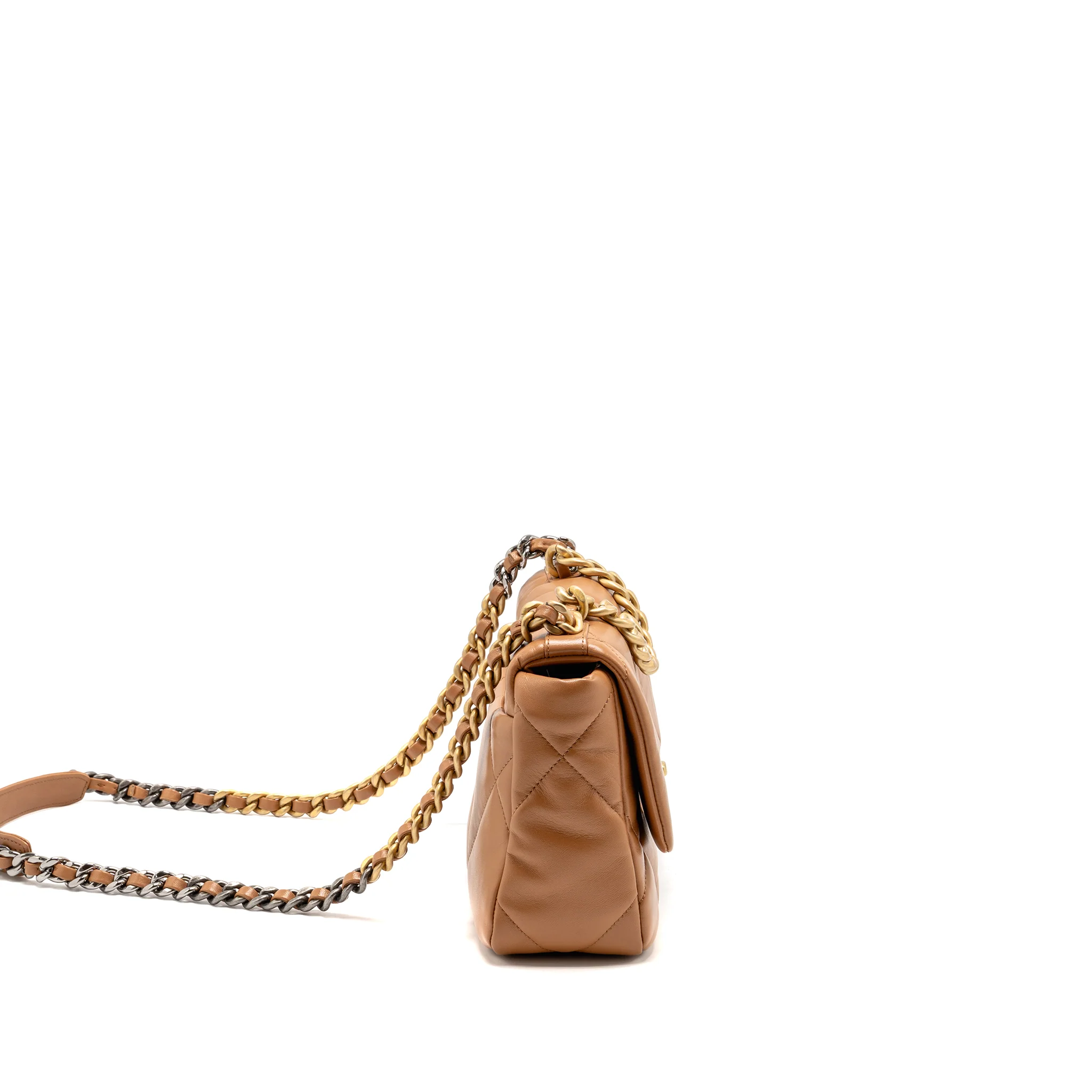 Chanel Small 19 Bag Lambskin Caramel Multicoloured Hardware (Microchip) - Image 3