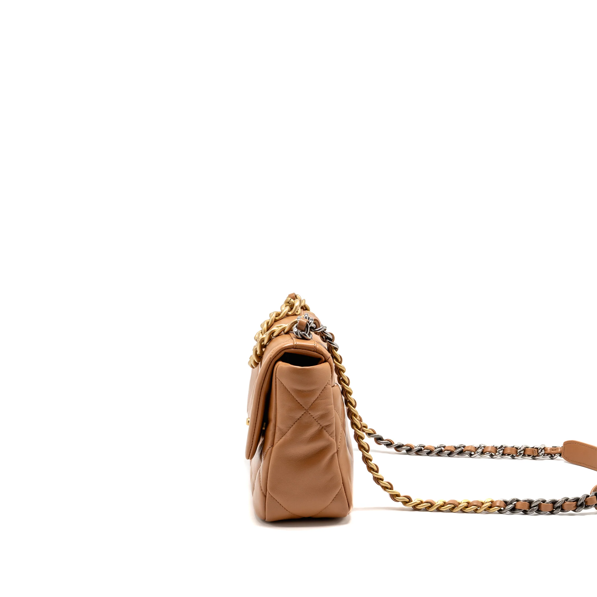 Chanel Small 19 Bag Lambskin Caramel Multicoloured Hardware (Microchip) - Image 4