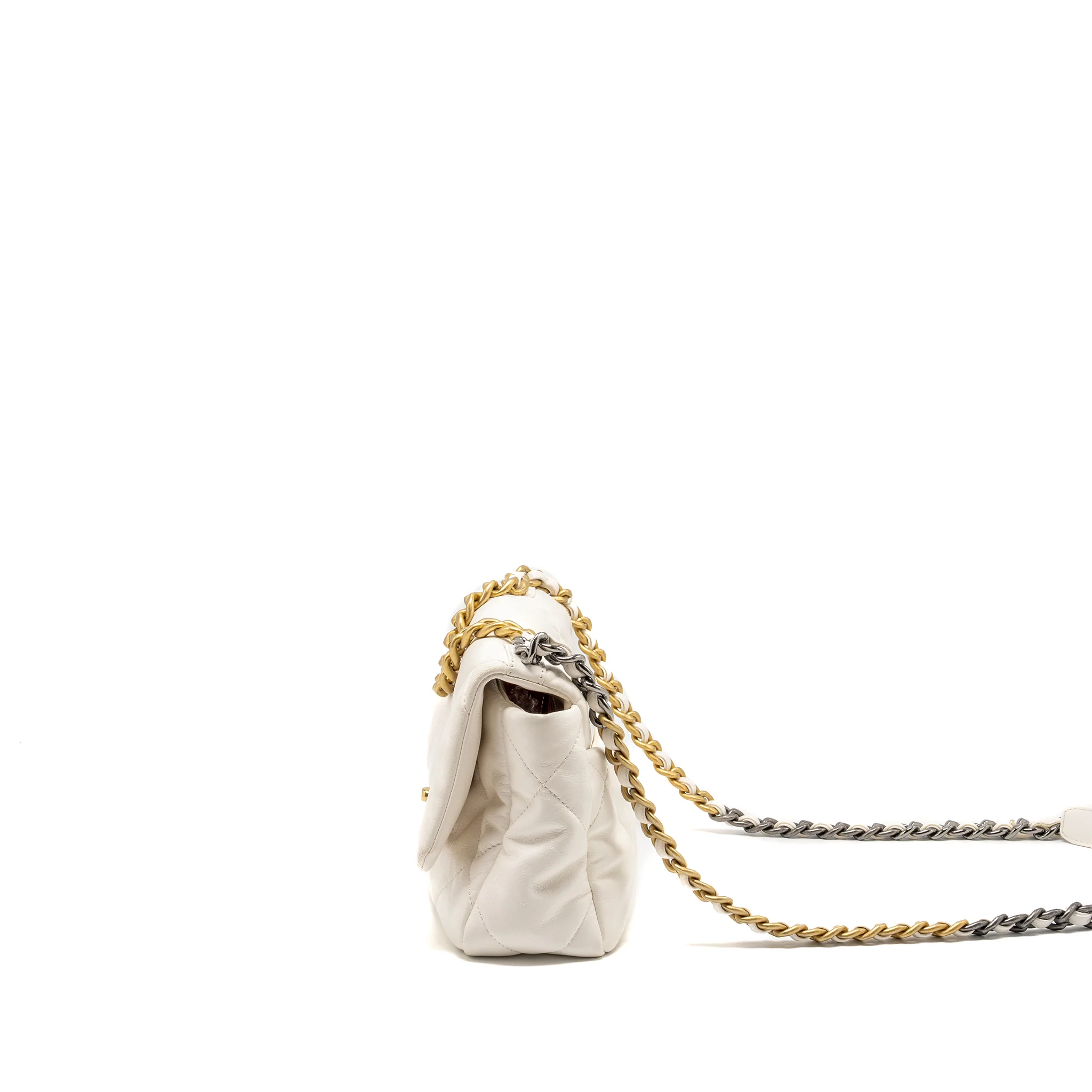 Chanel Small 19 Bag Lambskin White Multicolour Hardware - Image 4