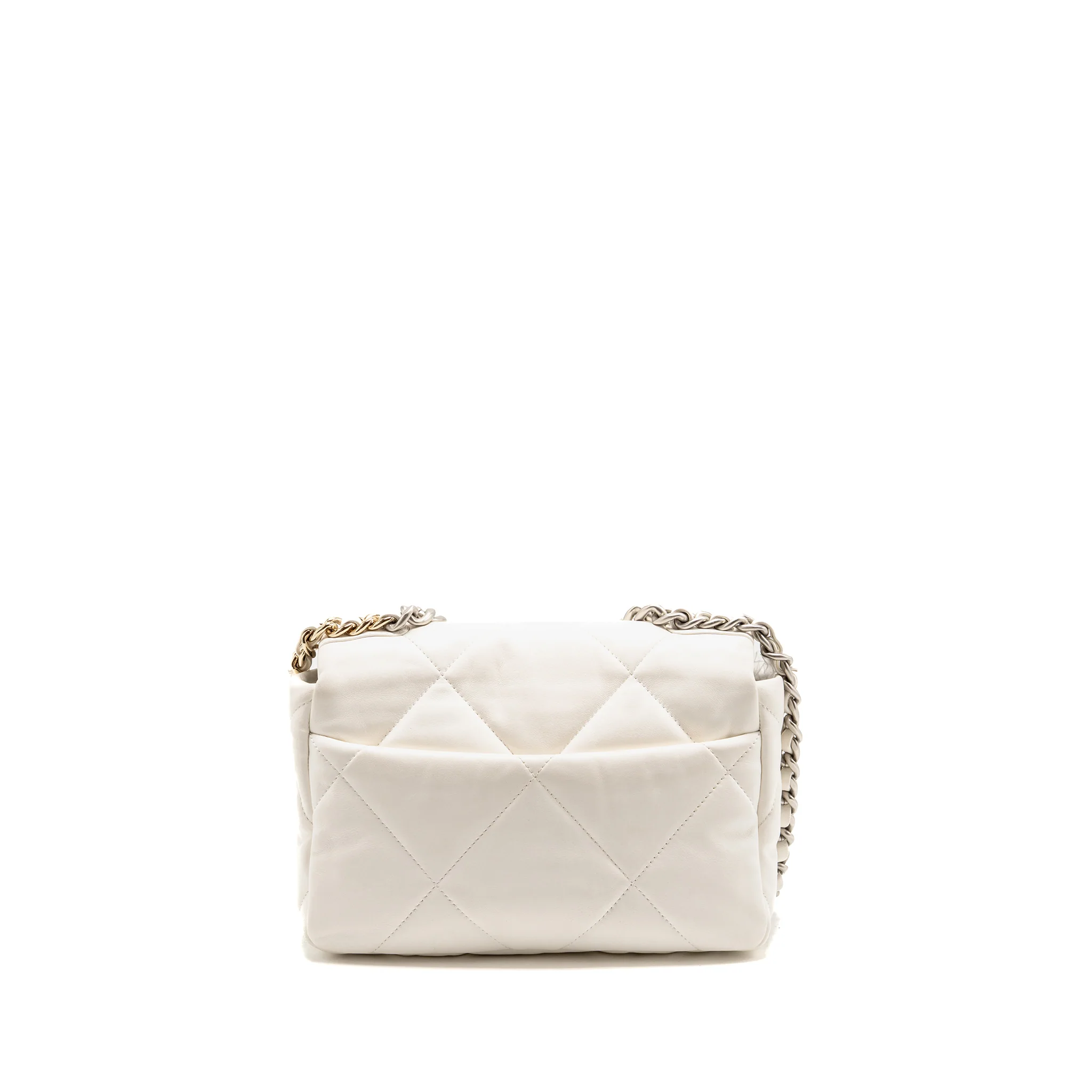 Chanel small 19 bag lambskin white multicoloured hardware (microchip) - Image 2