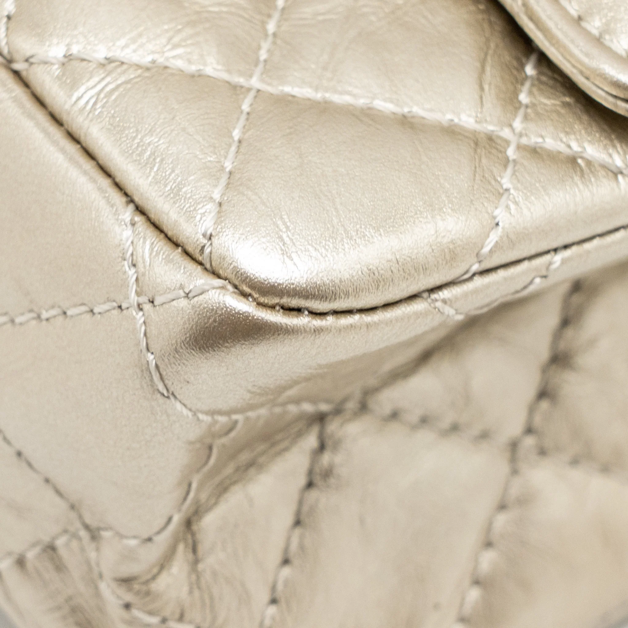 Chanel Small 2.55 Reissue Double Flap Bag Aged Calfskin Metallic Light Gold with LGHW - Image 8