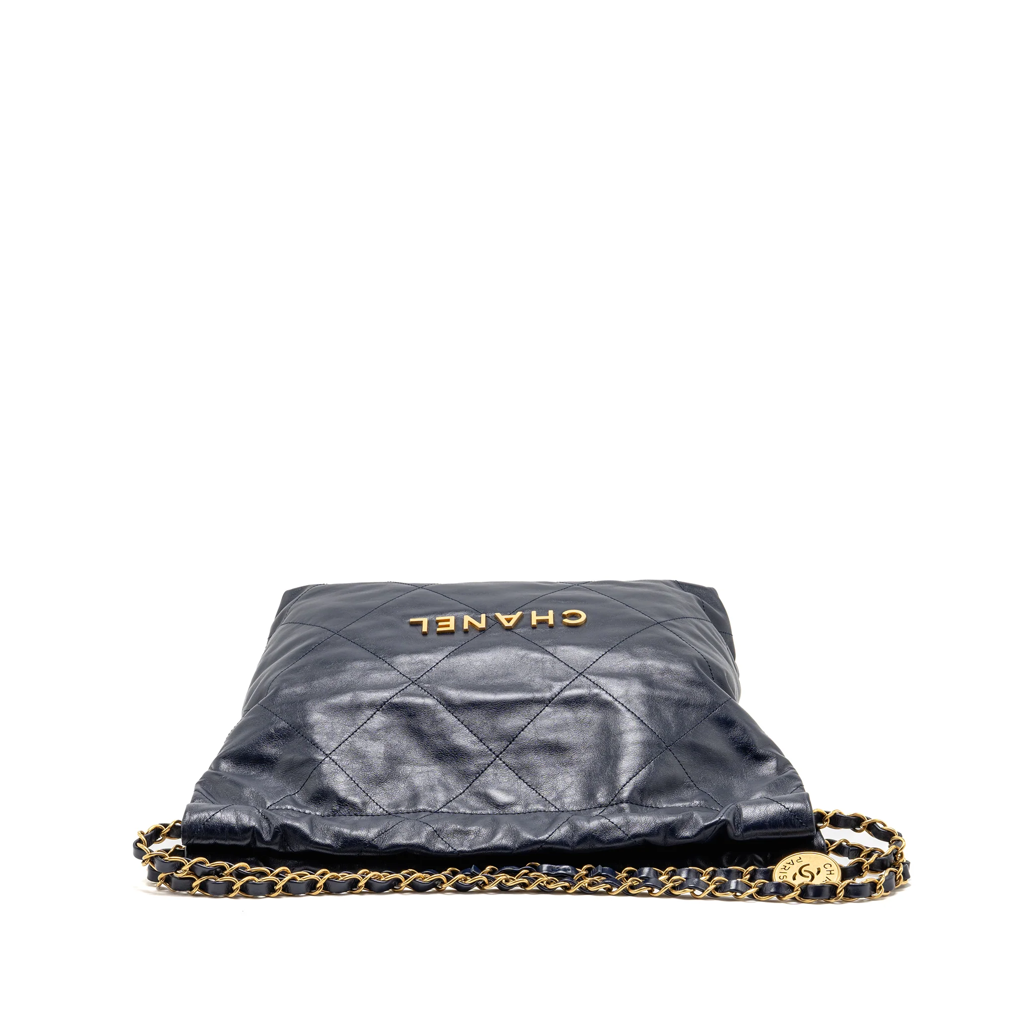 Chanel Small 22 bag calfskin blue GHW (microchip) - Image 5
