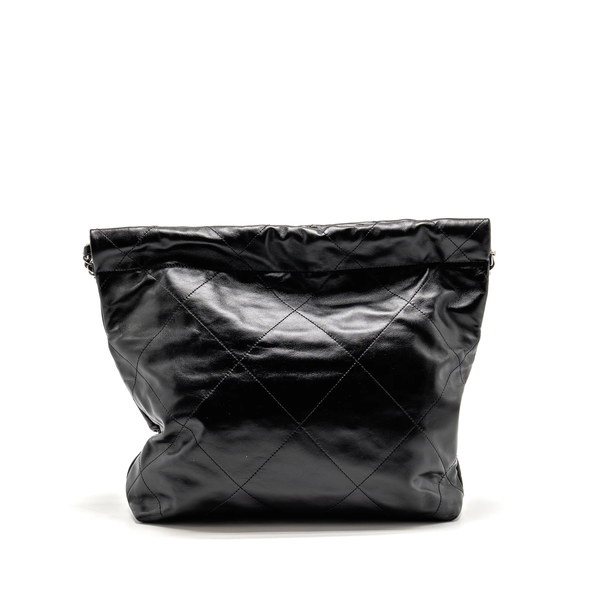 Chanel small 22 bag shiny calfskin black SHW (microchip) - Image 2