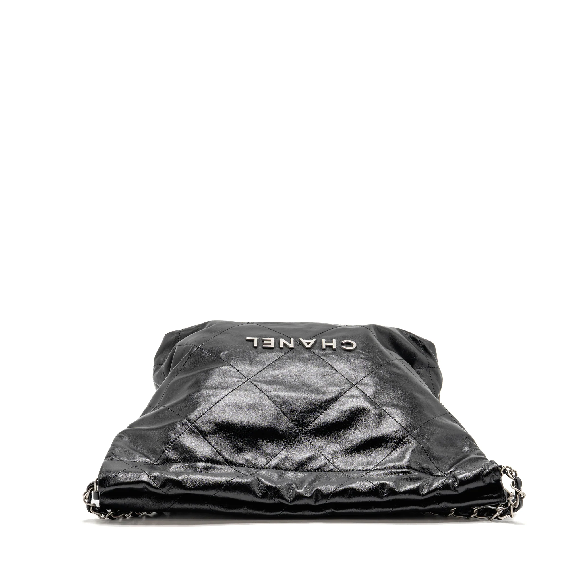 Chanel small 22 bag shiny calfskin black SHW (microchip) - Image 5
