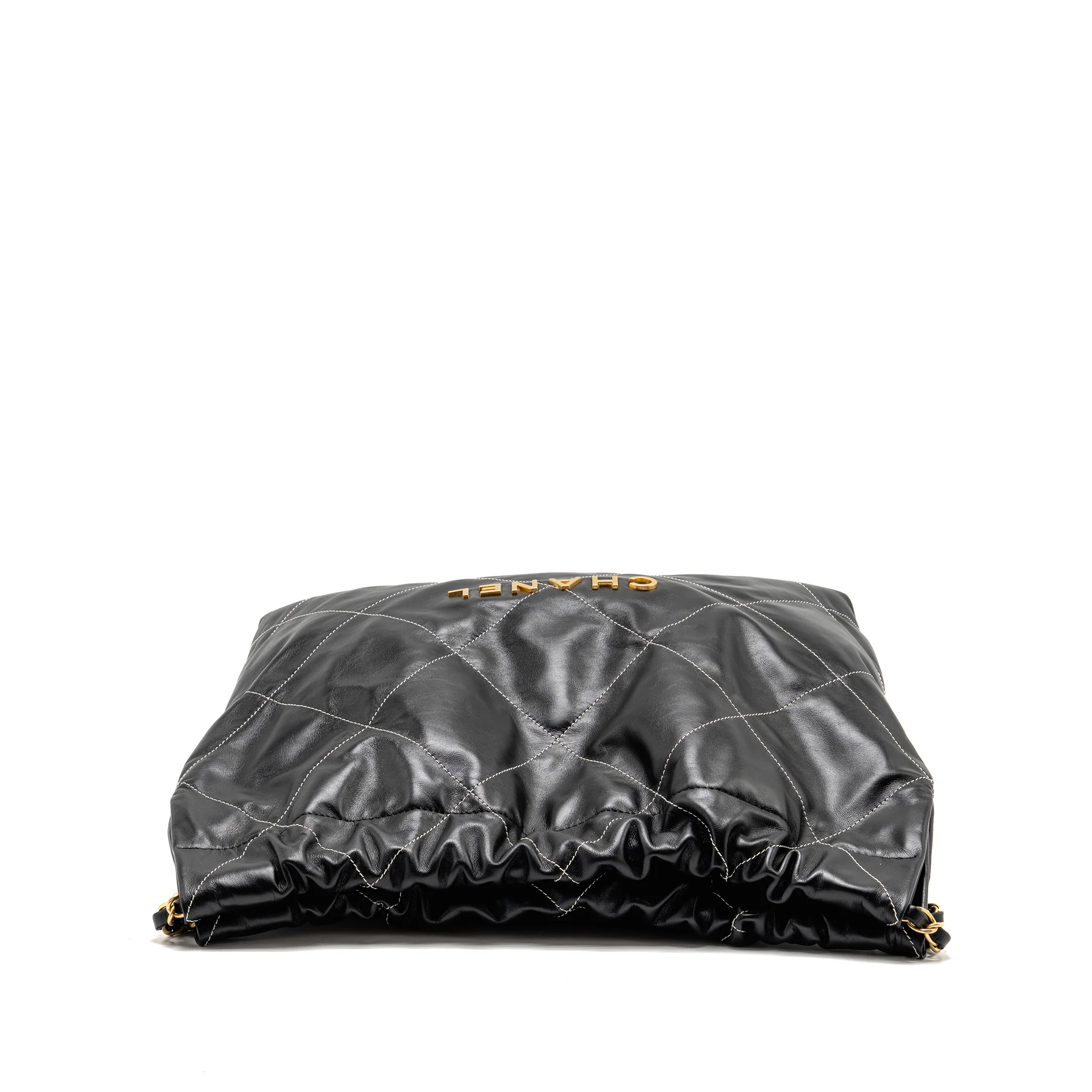 Chanel Medium 22 Bag White Stitching Calfskin Black GHW (Microchip) - Image 5